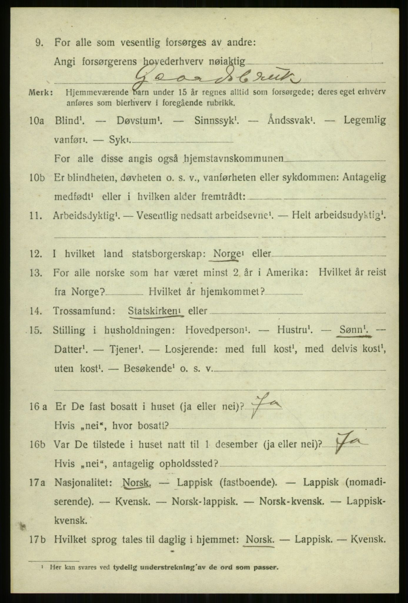 SATØ, 1920 census for Balsfjord, 1920, p. 8696