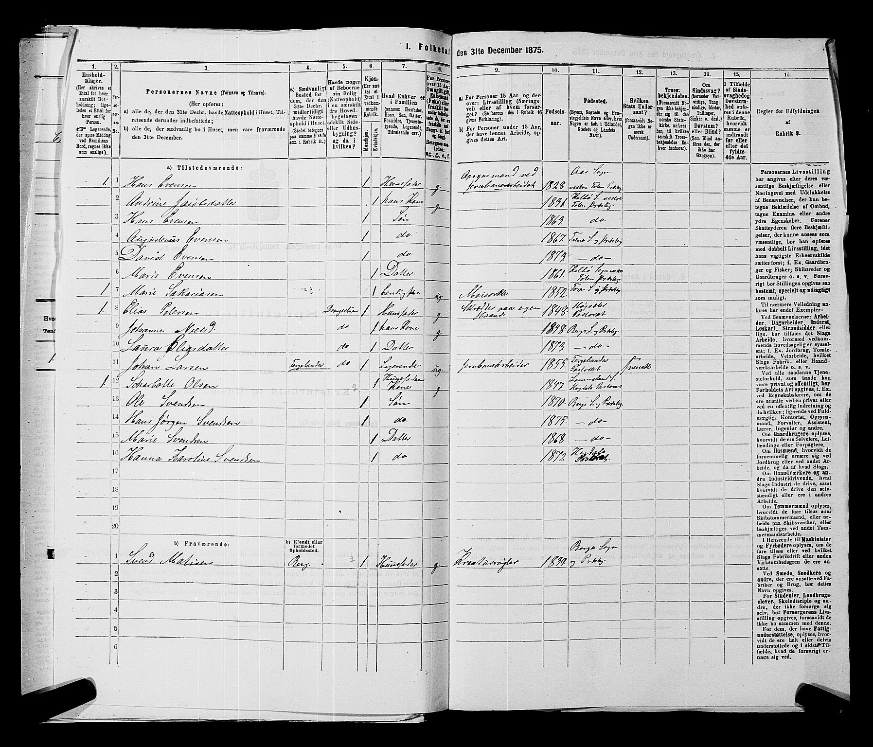 RA, 1875 census for 0116P Berg, 1875, p. 140