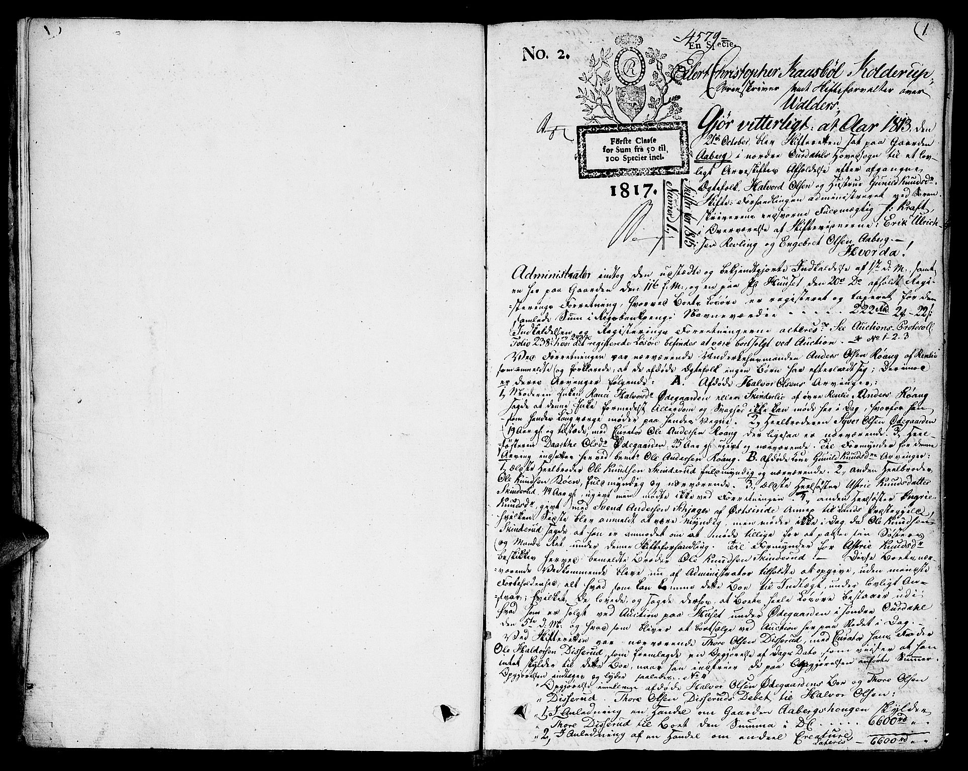 Valdres sorenskriveri, SAH/TING-016/J/Ja/Jaa/L0004: Skifteprotokoll, 1815-1819, p. 0b-1a