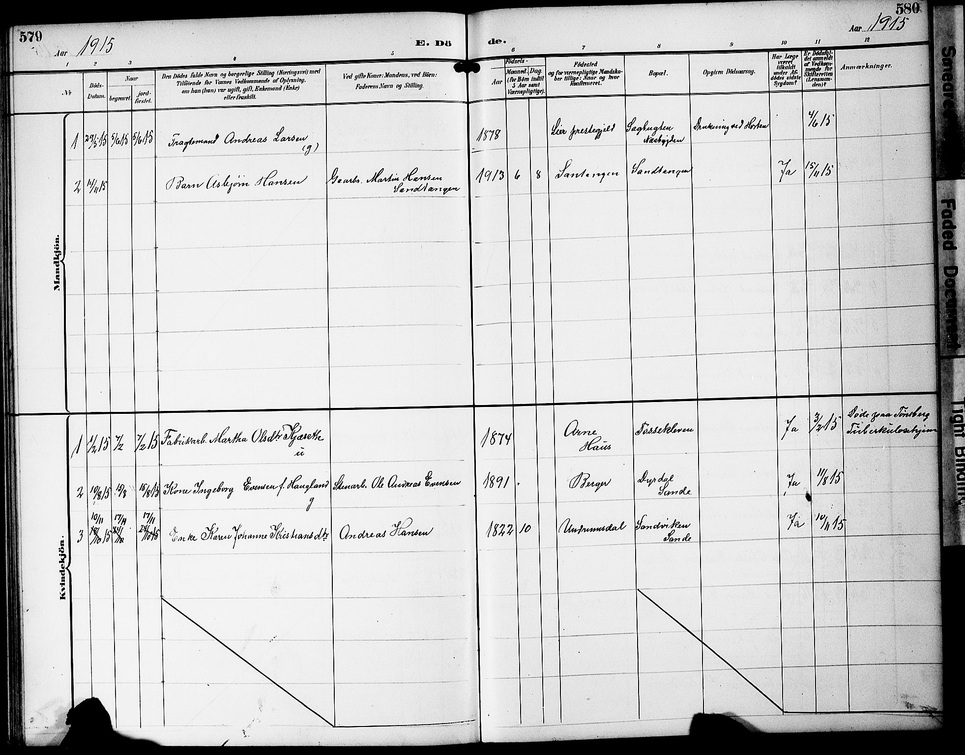 Strømm kirkebøker, AV/SAKO-A-322/G/Ga/L0004: Parish register (copy) no. I 4, 1897-1927, p. 579-580