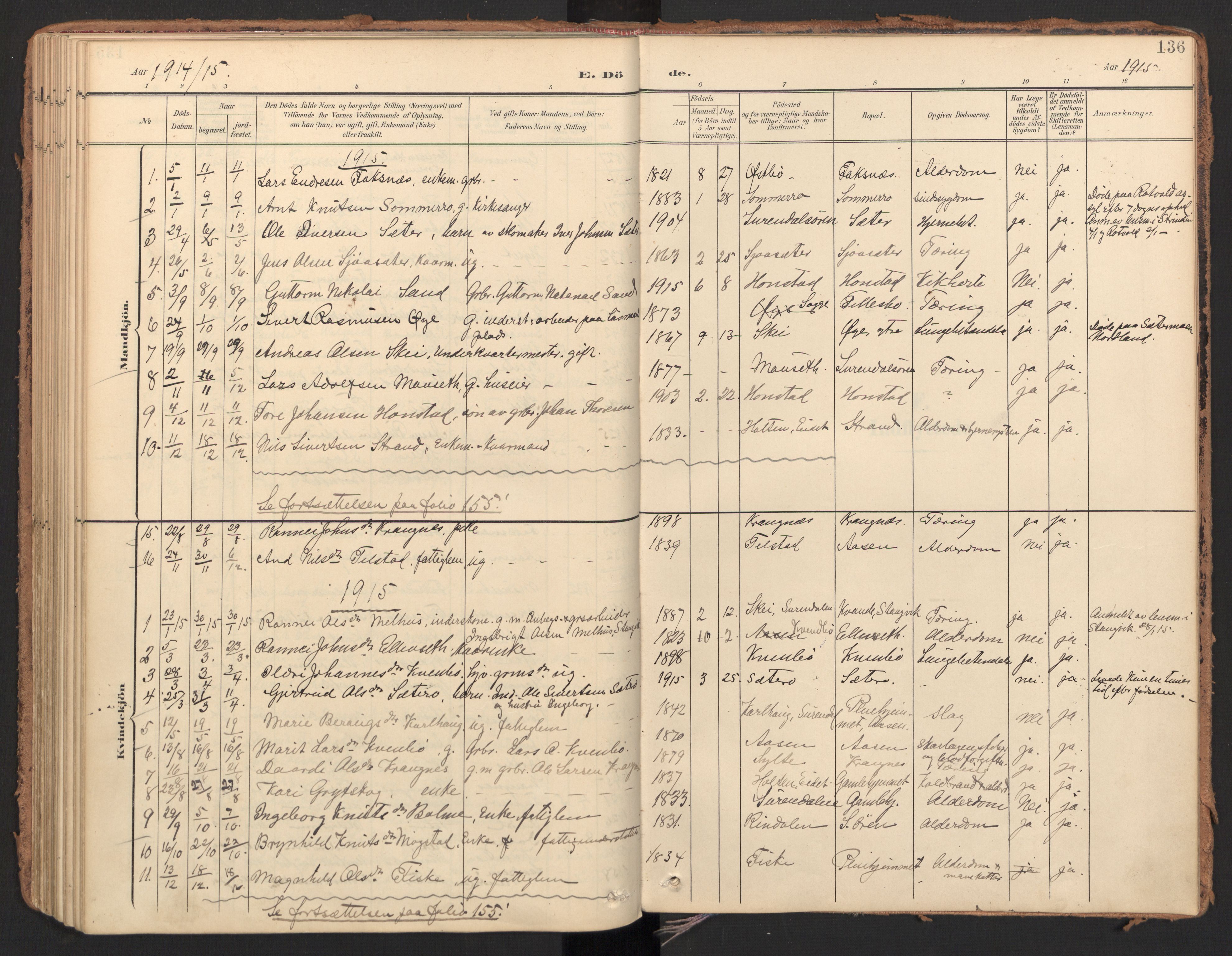 Ministerialprotokoller, klokkerbøker og fødselsregistre - Møre og Romsdal, AV/SAT-A-1454/596/L1057: Parish register (official) no. 596A02, 1900-1917, p. 136