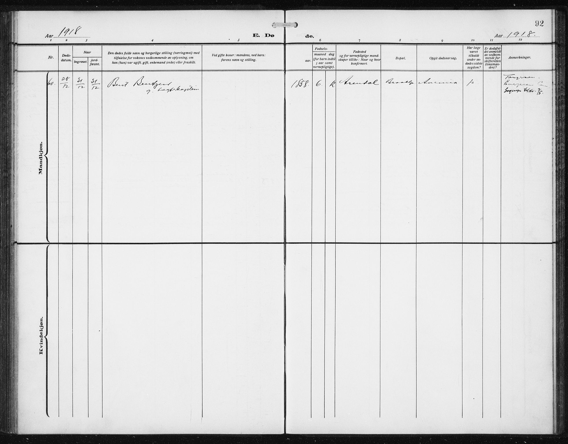 Den norske sjømannsmisjon i utlandet/New York, AV/SAB-SAB/PA-0110/H/Ha/L0007: Parish register (official) no. A 7, 1915-1923, p. 92