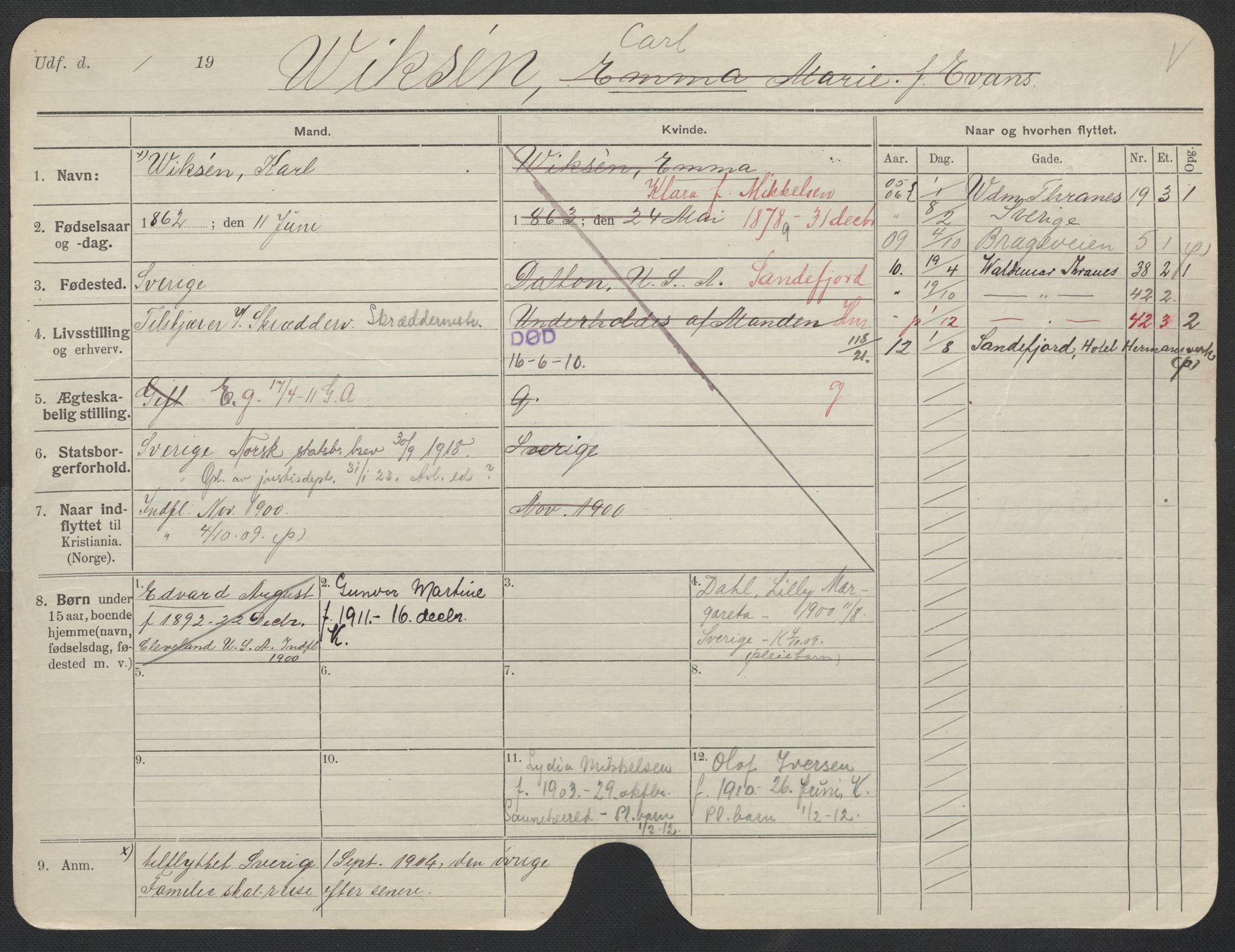 Oslo folkeregister, Registerkort, AV/SAO-A-11715/F/Fa/Fac/L0011: Menn, 1906-1914, p. 838a