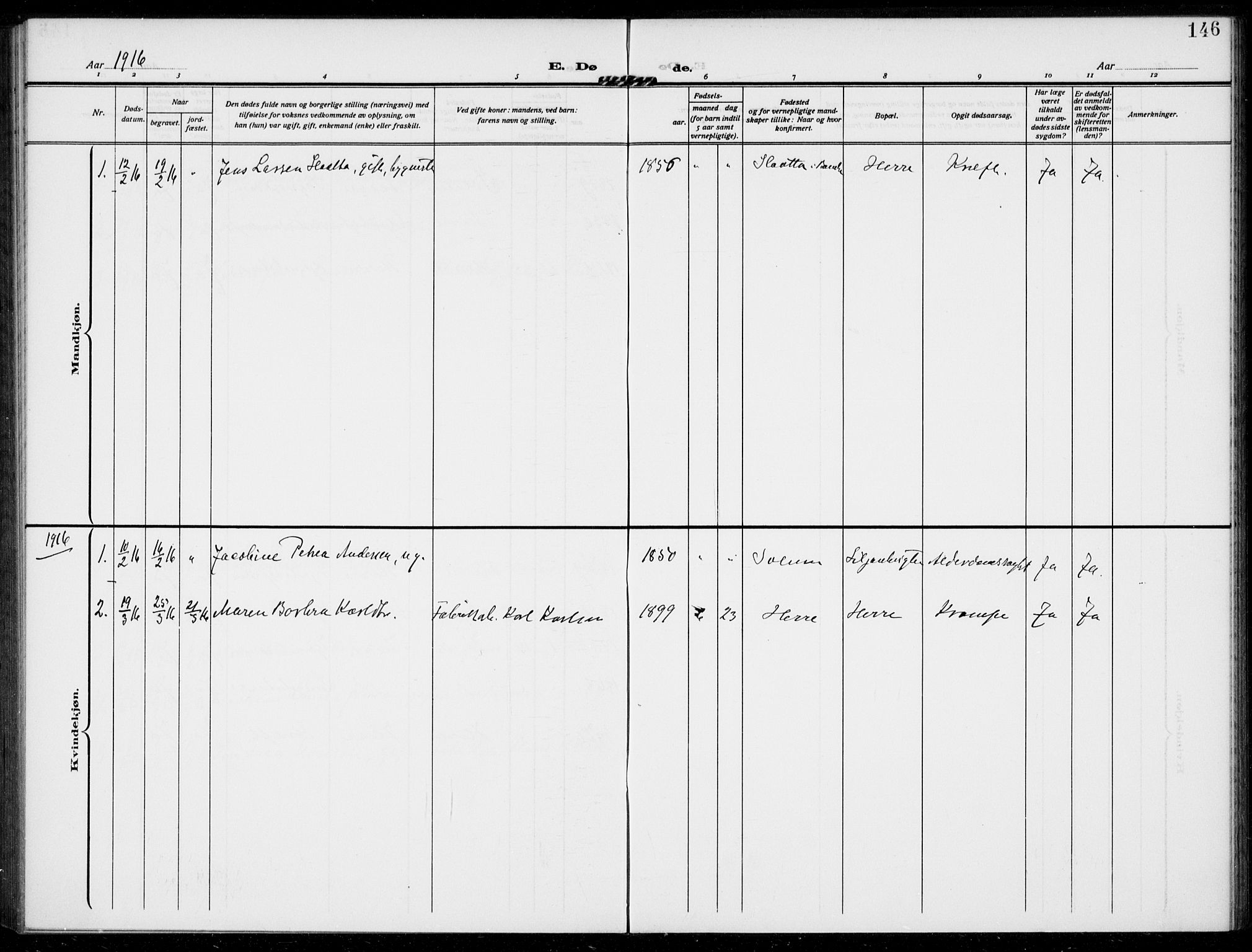 Bamble kirkebøker, SAKO/A-253/F/Fc/L0001: Parish register (official) no. III 1, 1909-1916, p. 146