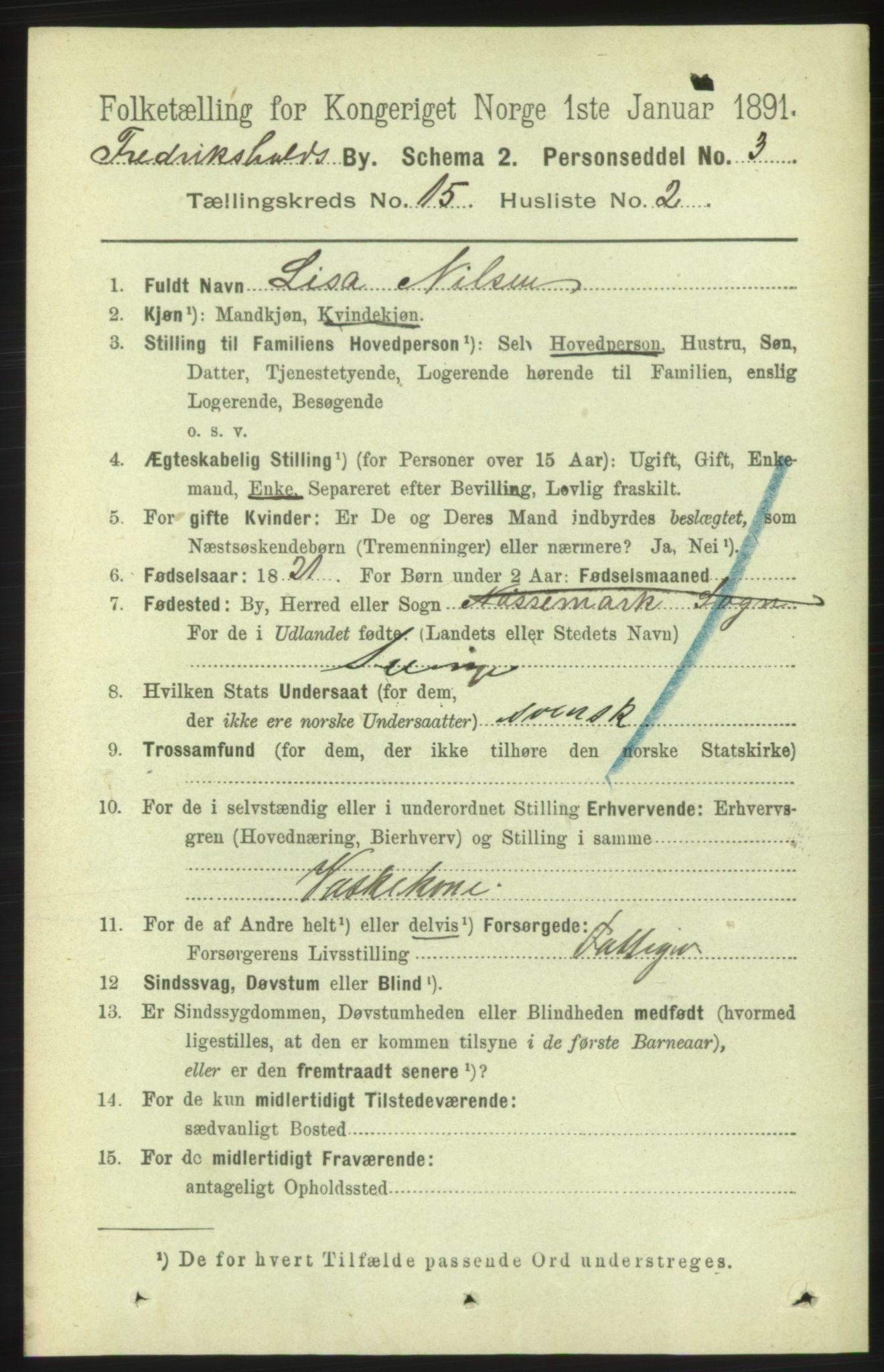 RA, 1891 census for 0101 Fredrikshald, 1891, p. 9466