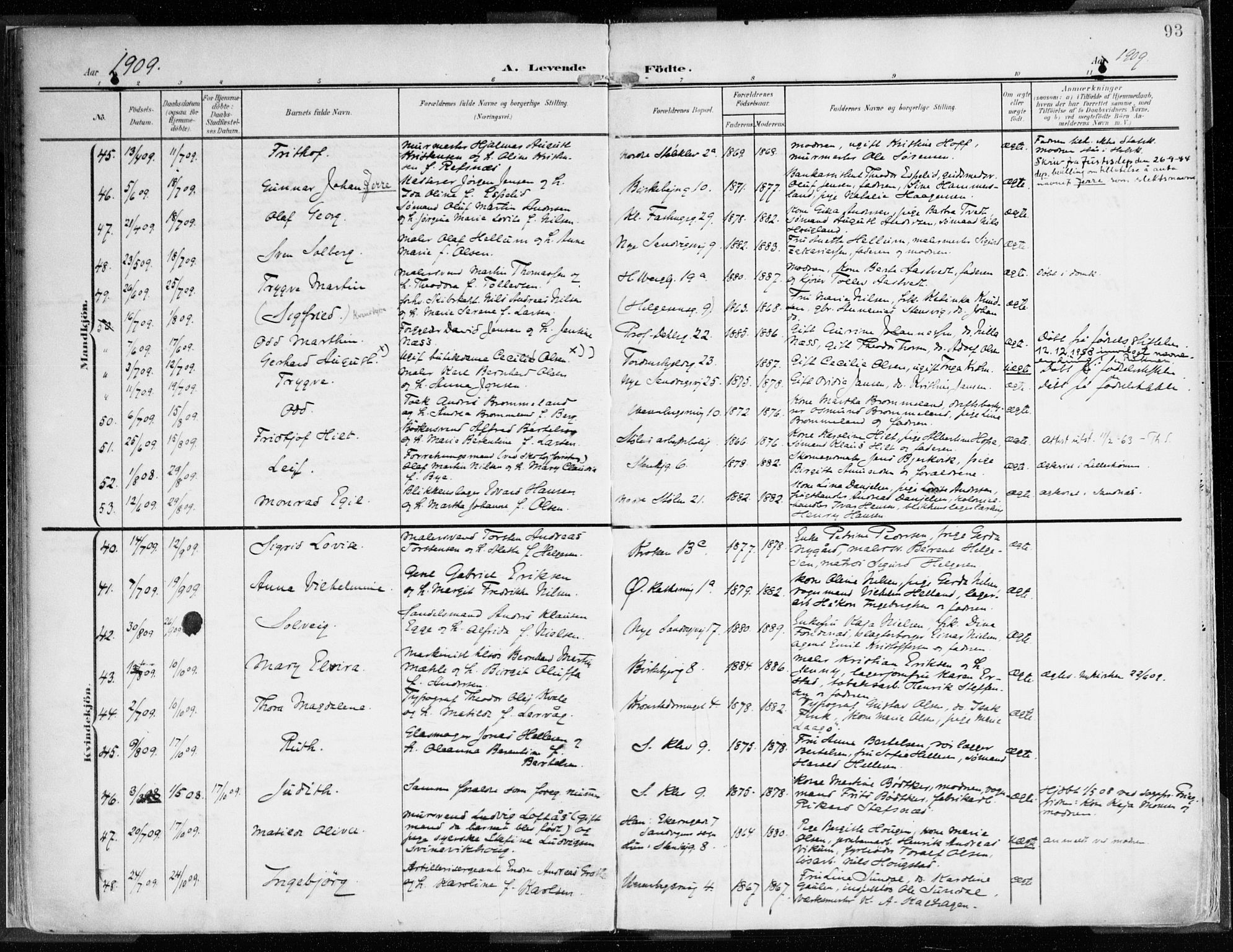 Mariakirken Sokneprestembete, AV/SAB-A-76901/H/Haa/L0010: Parish register (official) no. B 1, 1901-1915, p. 93