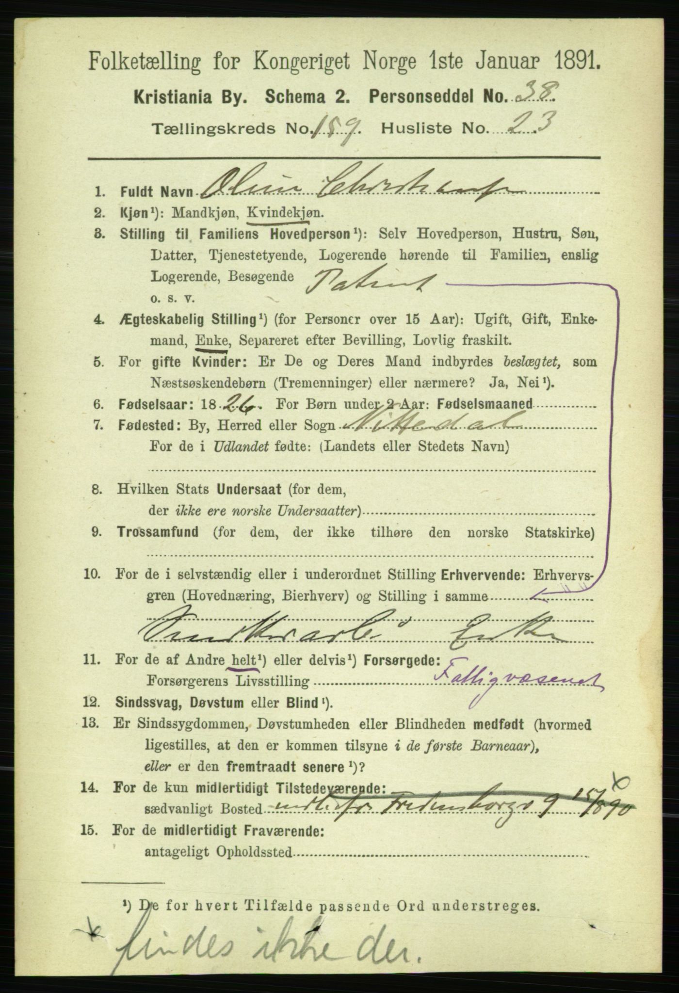 RA, 1891 census for 0301 Kristiania, 1891, p. 90569