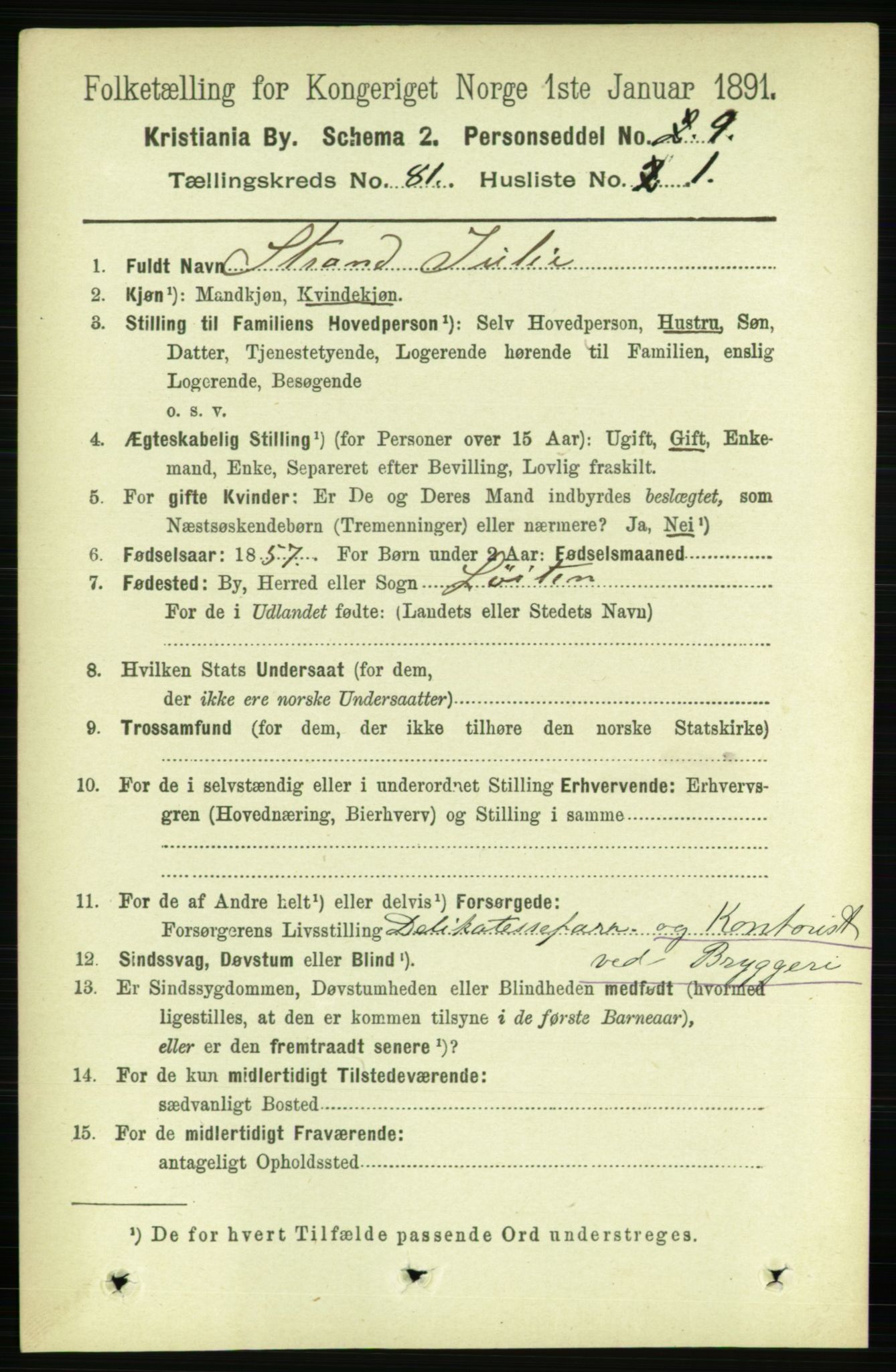 RA, 1891 census for 0301 Kristiania, 1891, p. 41533