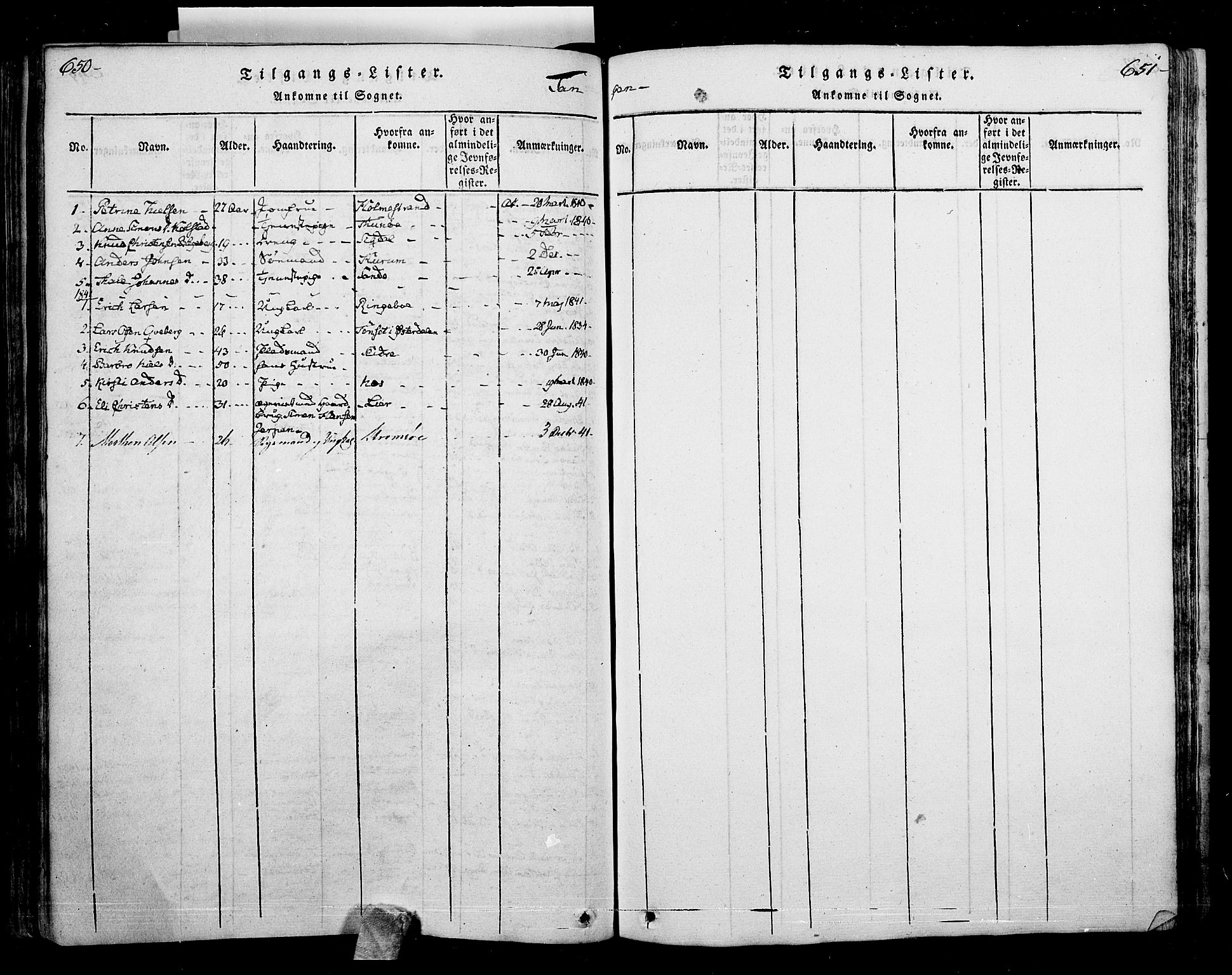 Skoger kirkebøker, SAKO/A-59/F/Fa/L0002: Parish register (official) no. I 2 /2, 1814-1842, p. 650-651