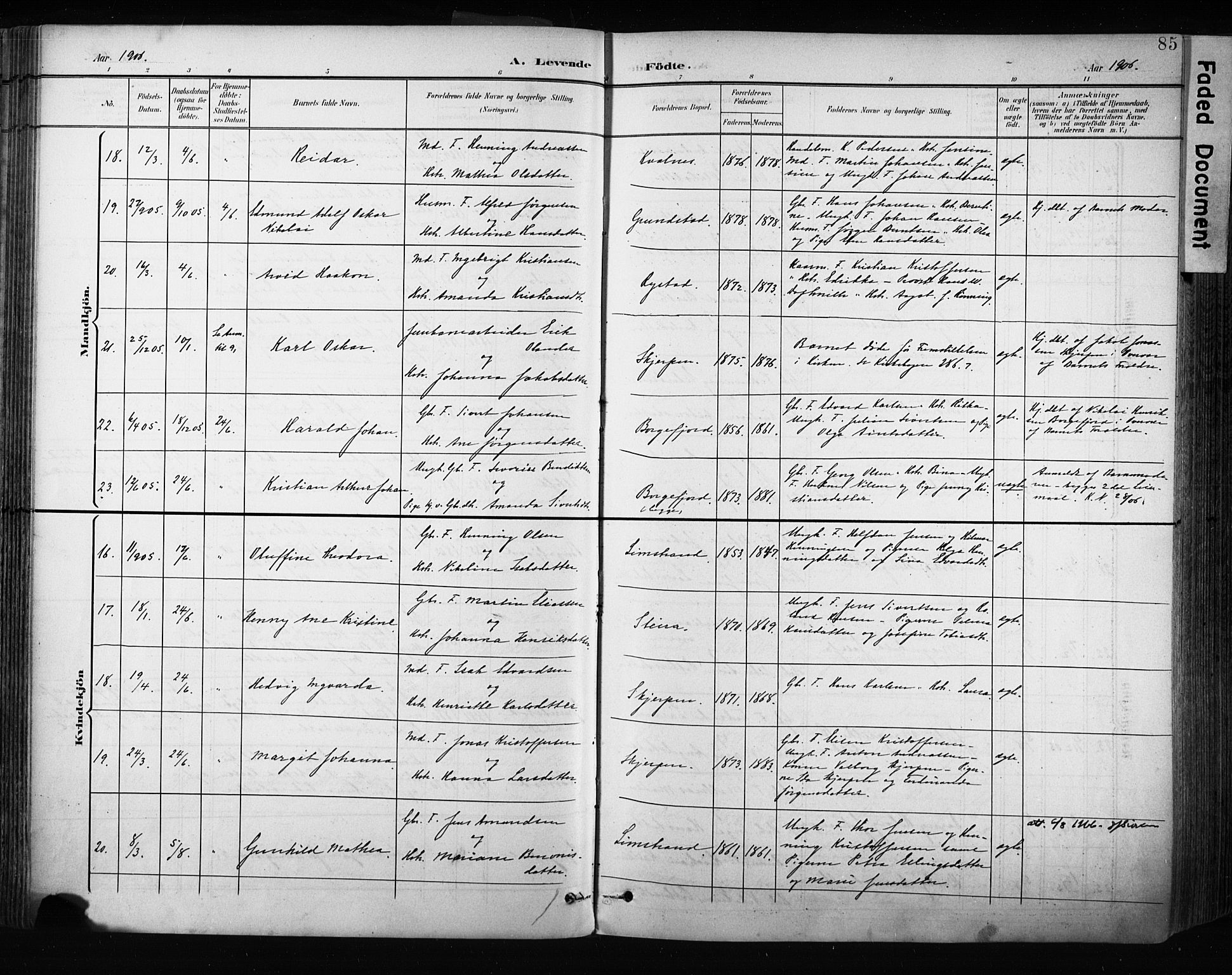 Ministerialprotokoller, klokkerbøker og fødselsregistre - Nordland, SAT/A-1459/880/L1134: Parish register (official) no. 880A08, 1899-1908, p. 85