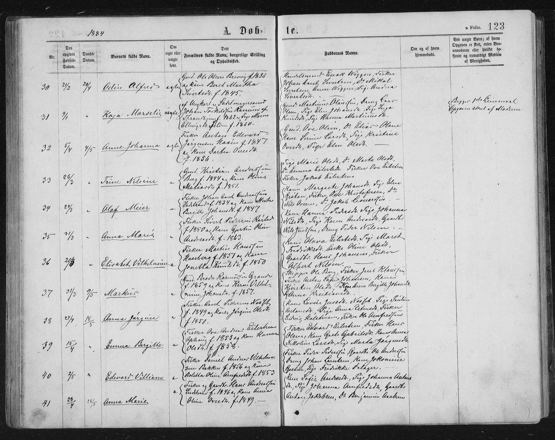 Ministerialprotokoller, klokkerbøker og fødselsregistre - Sør-Trøndelag, AV/SAT-A-1456/659/L0745: Parish register (copy) no. 659C02, 1869-1892, p. 123