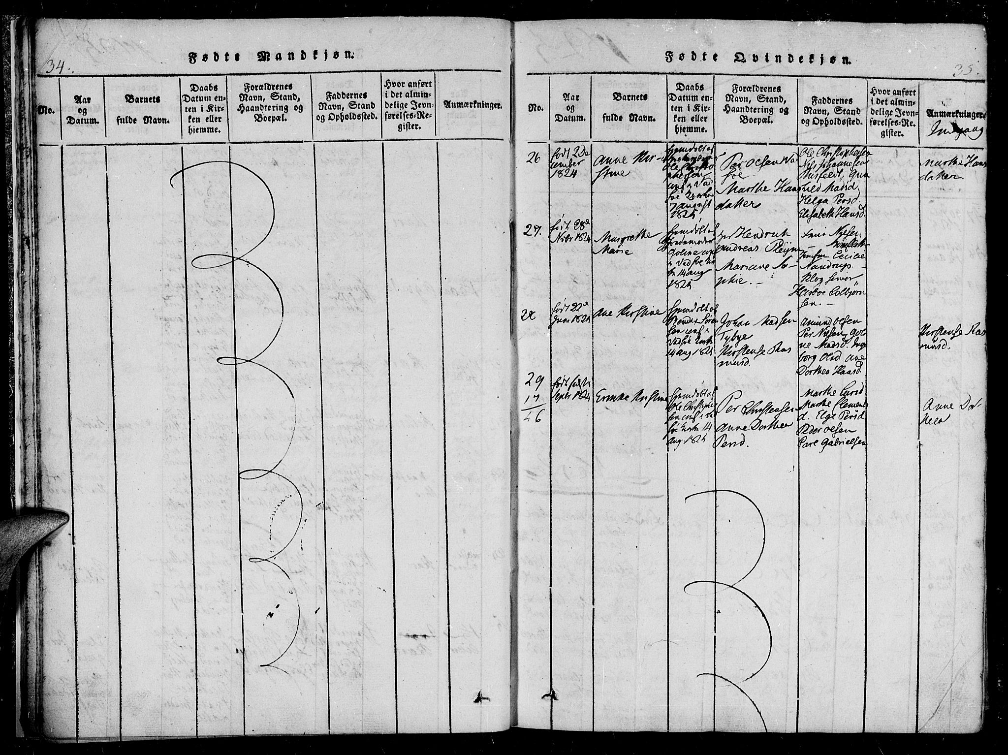 Vadsø sokneprestkontor, SATØ/S-1325/H/Ha/L0003kirke: Parish register (official) no. 3 /1, 1821-1839, p. 34-35