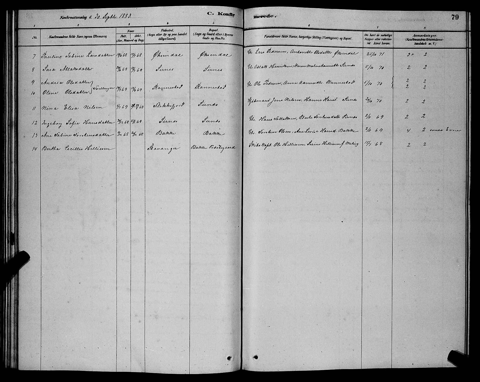 Bakke sokneprestkontor, AV/SAK-1111-0002/F/Fb/Fba/L0002: Parish register (copy) no. B 2, 1879-1893, p. 79