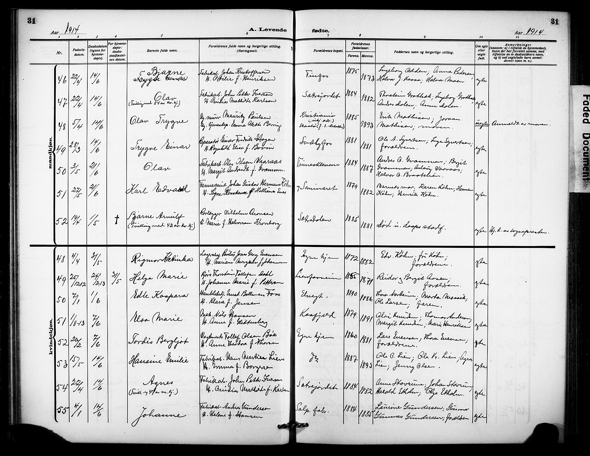 Notodden kirkebøker, AV/SAKO-A-290/G/Ga/L0001: Parish register (copy) no. 1, 1912-1923, p. 31