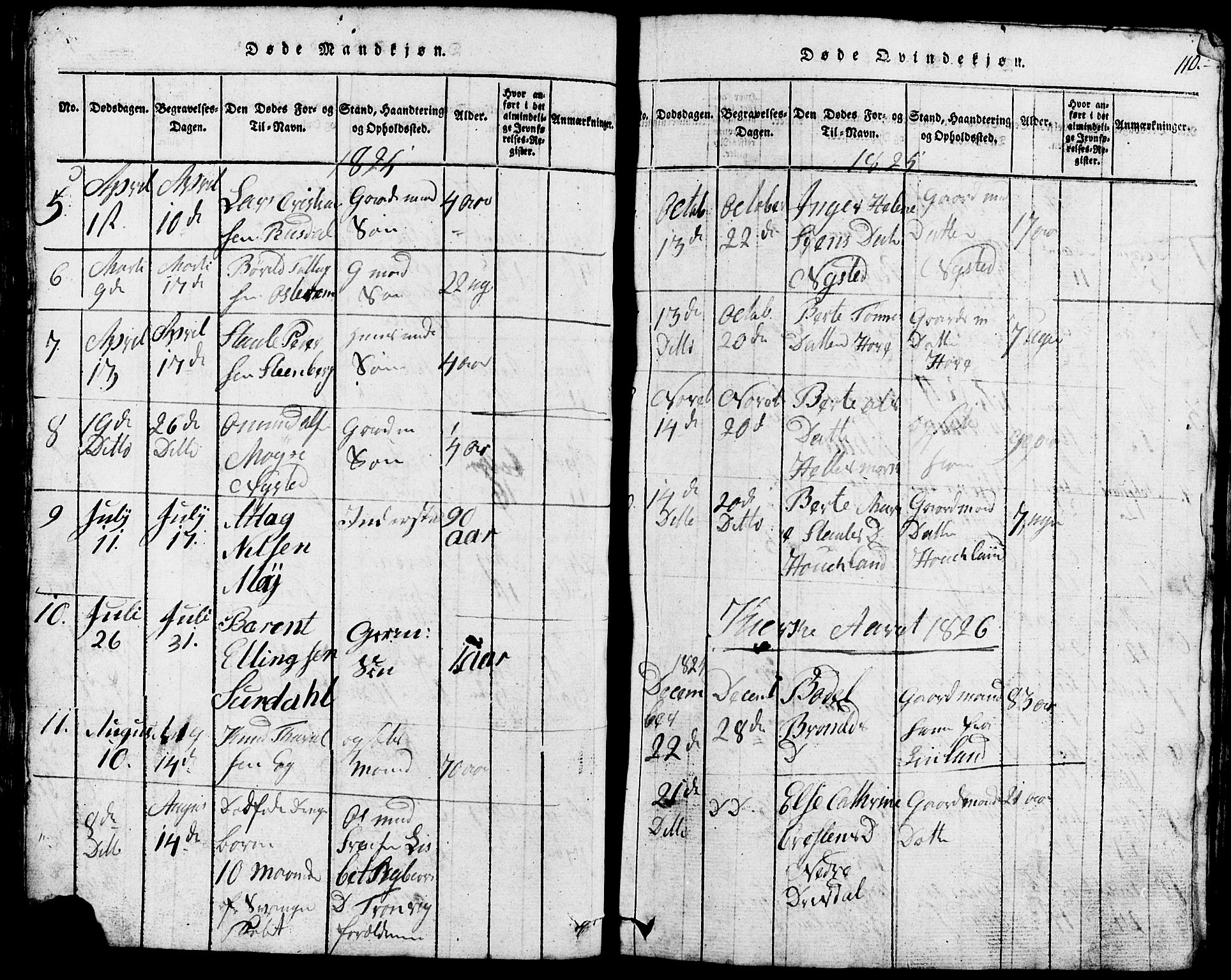 Lund sokneprestkontor, SAST/A-101809/S07/L0002: Parish register (copy) no. B 2, 1816-1832, p. 110