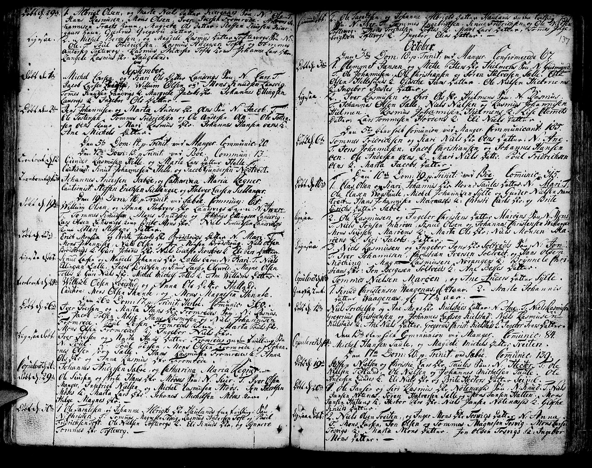 Manger sokneprestembete, AV/SAB-A-76801/H/Haa: Parish register (official) no. A 1, 1759-1791, p. 137