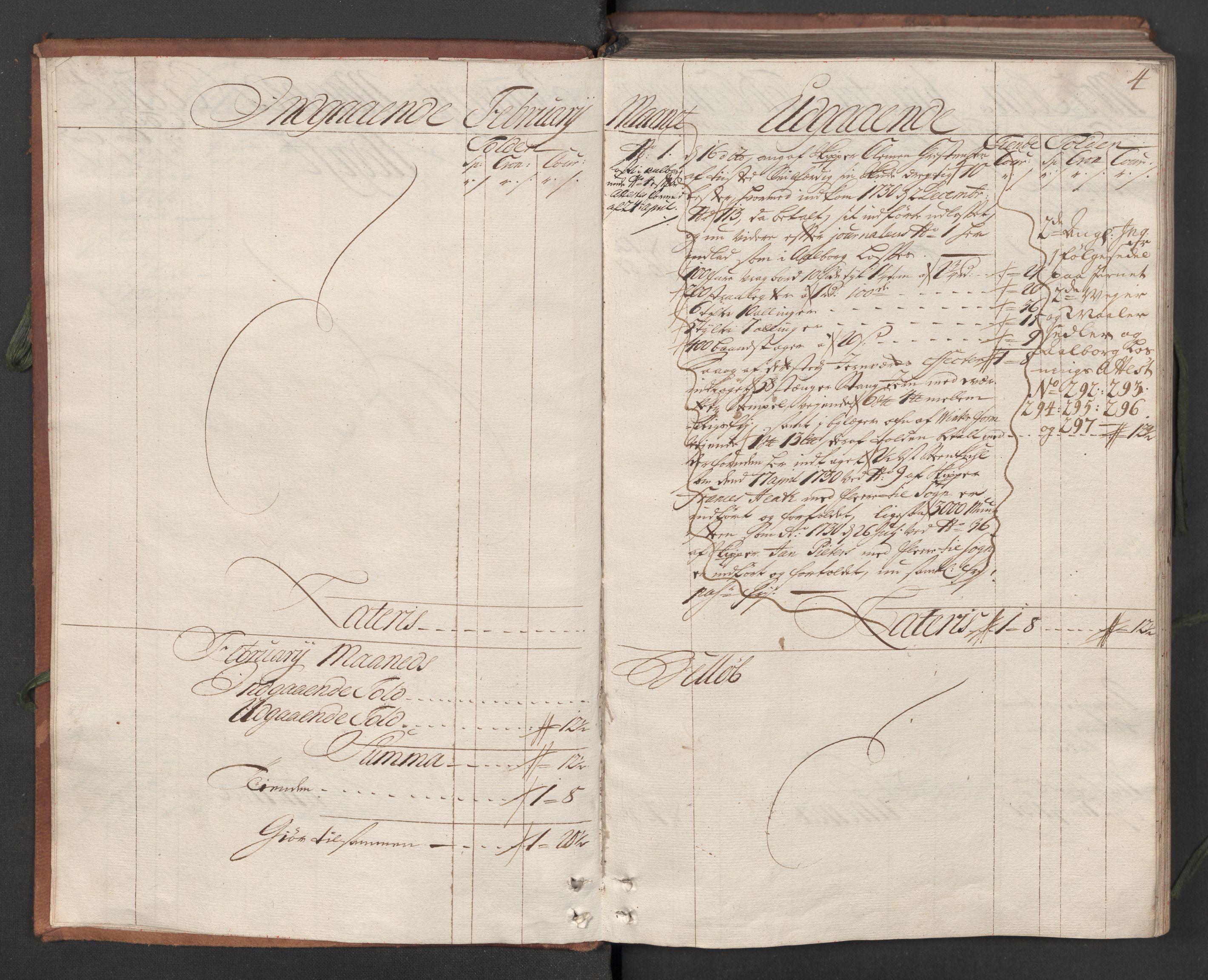 Generaltollkammeret, tollregnskaper, AV/RA-EA-5490/R05/L0012/0001: Tollregnskaper Moss, Son, Krokstad / Hovedtollbok, 1731, p. 3b-4a