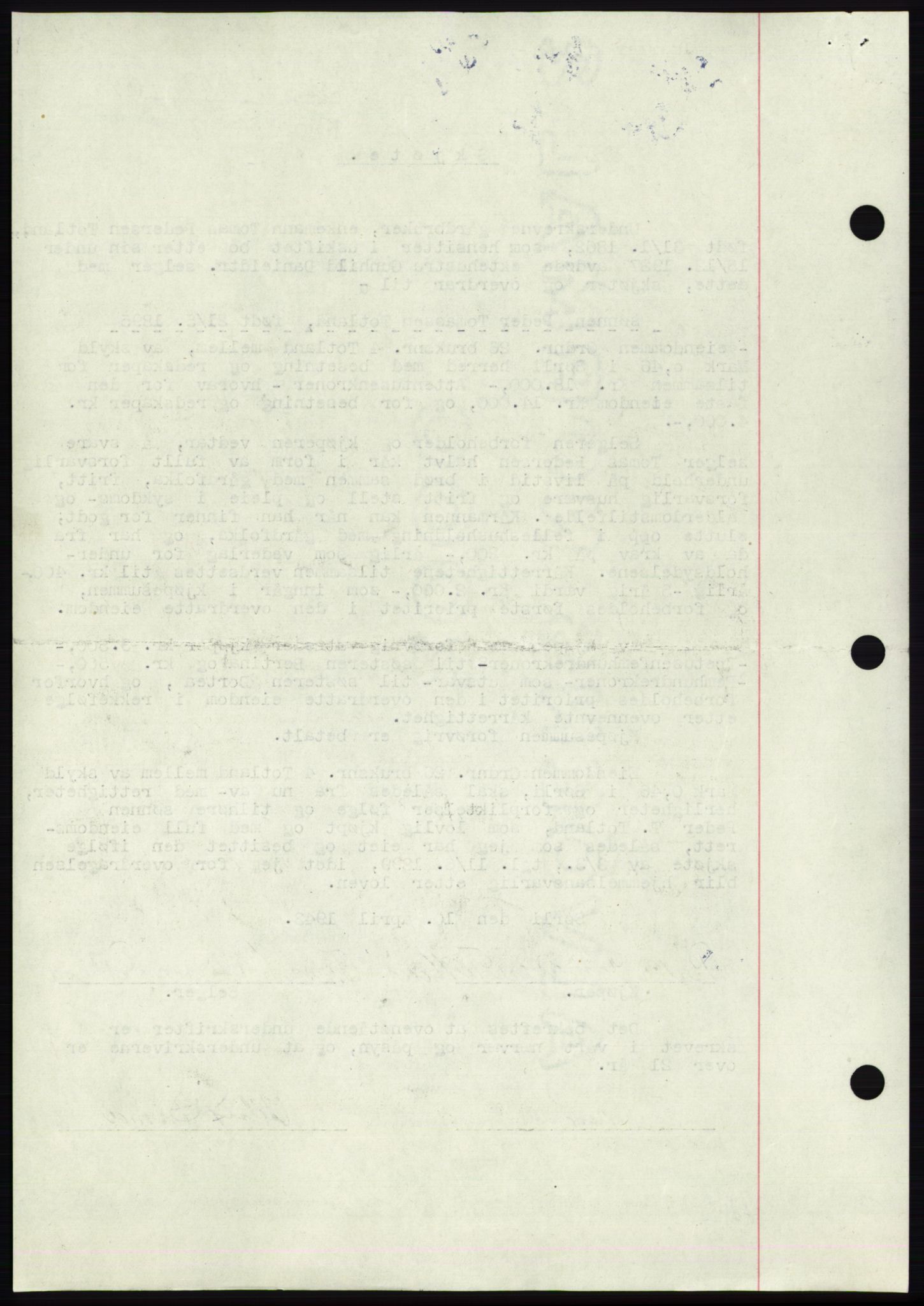 Namdal sorenskriveri, AV/SAT-A-4133/1/2/2C: Mortgage book no. -, 1942-1943, Diary no: : 809/1943