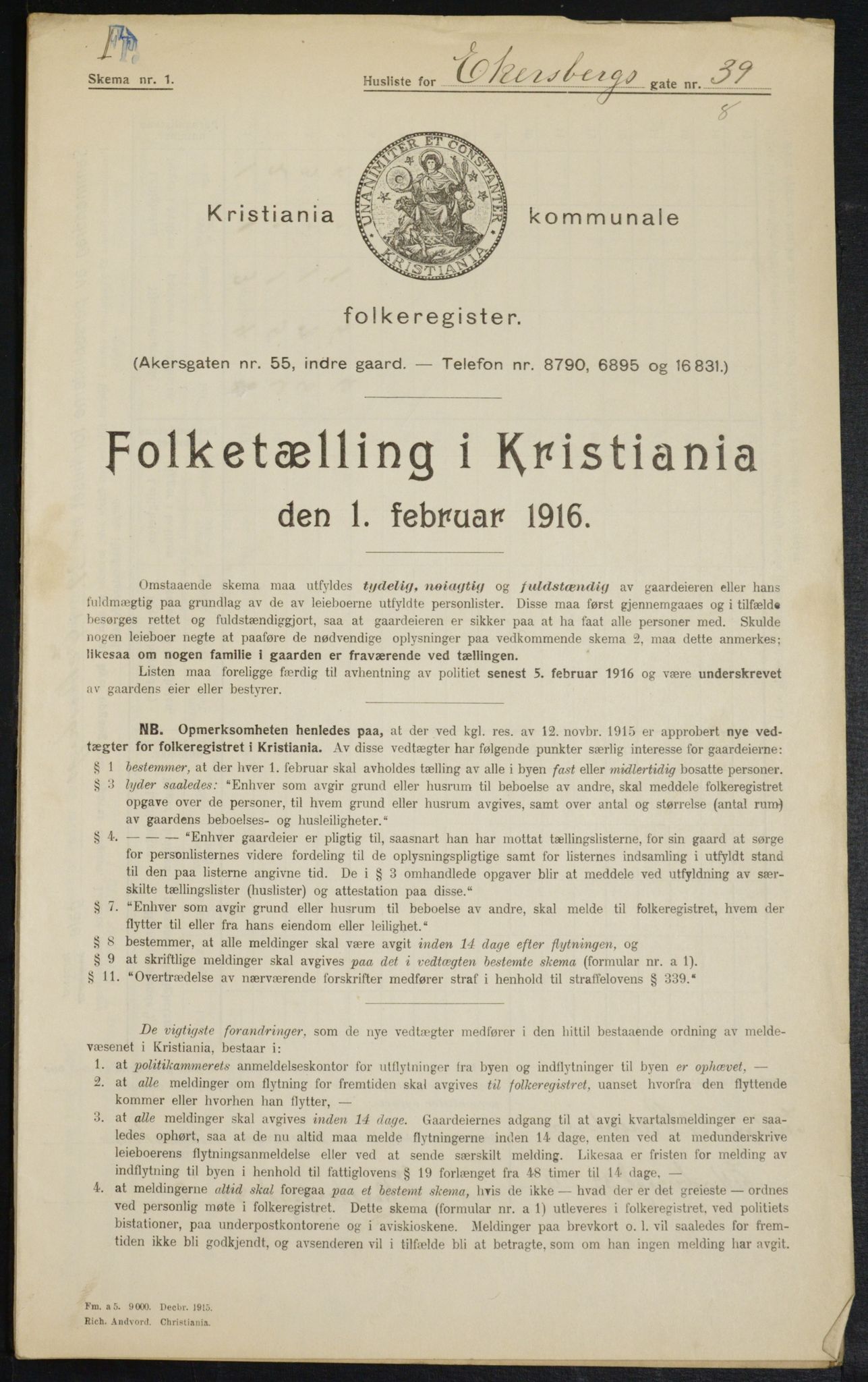 OBA, Municipal Census 1916 for Kristiania, 1916, p. 18763