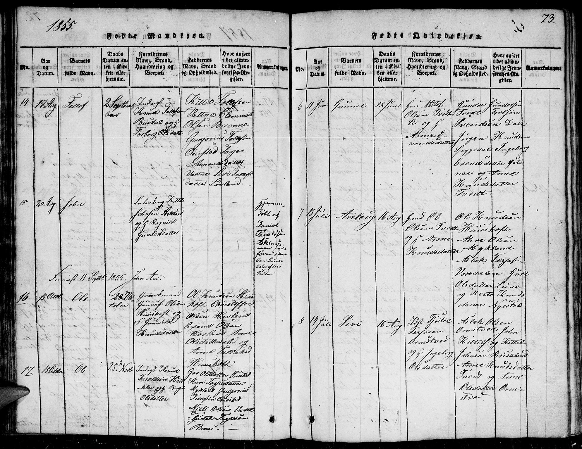 Herefoss sokneprestkontor, AV/SAK-1111-0019/F/Fb/Fbc/L0001: Parish register (copy) no. B 1, 1816-1866, p. 73