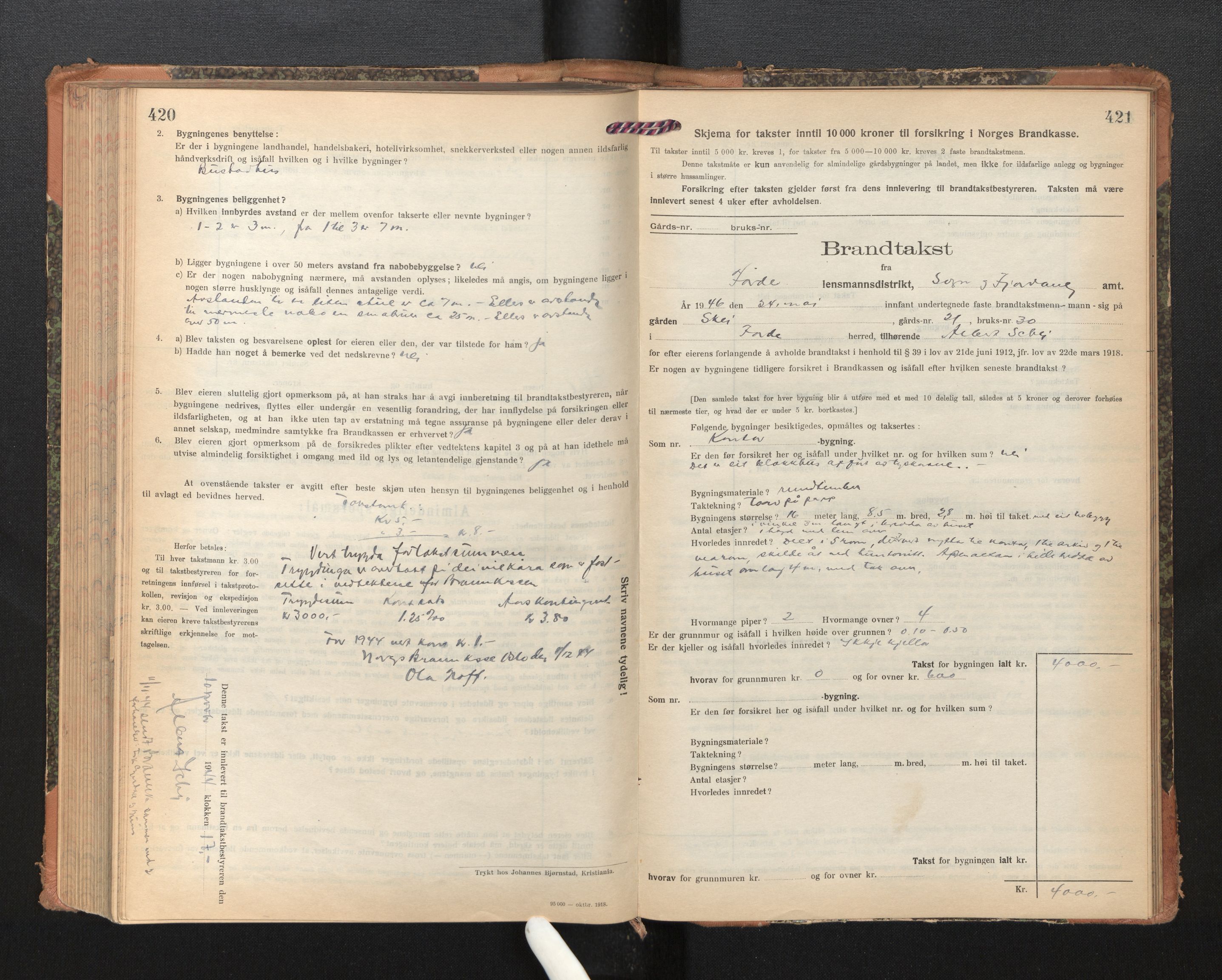 Lensmannen i Førde, AV/SAB-A-27401/0012/L0009: Branntakstprotokoll, skjematakst, 1922-1946, p. 420-421