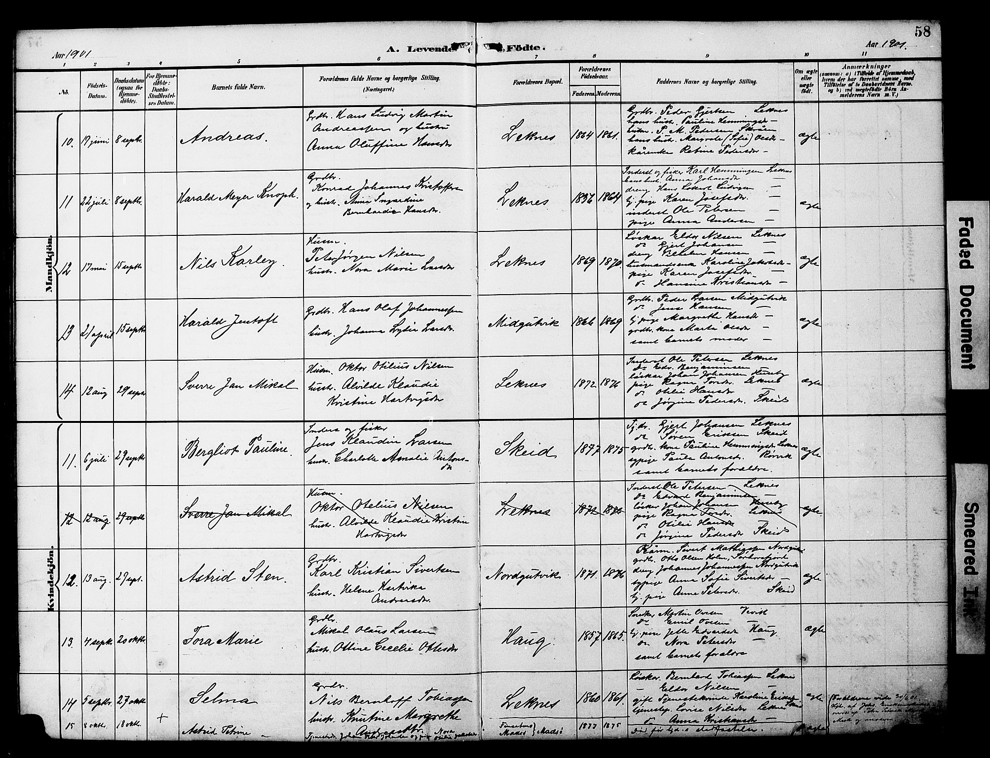 Ministerialprotokoller, klokkerbøker og fødselsregistre - Nord-Trøndelag, SAT/A-1458/788/L0701: Parish register (copy) no. 788C01, 1888-1913, p. 58