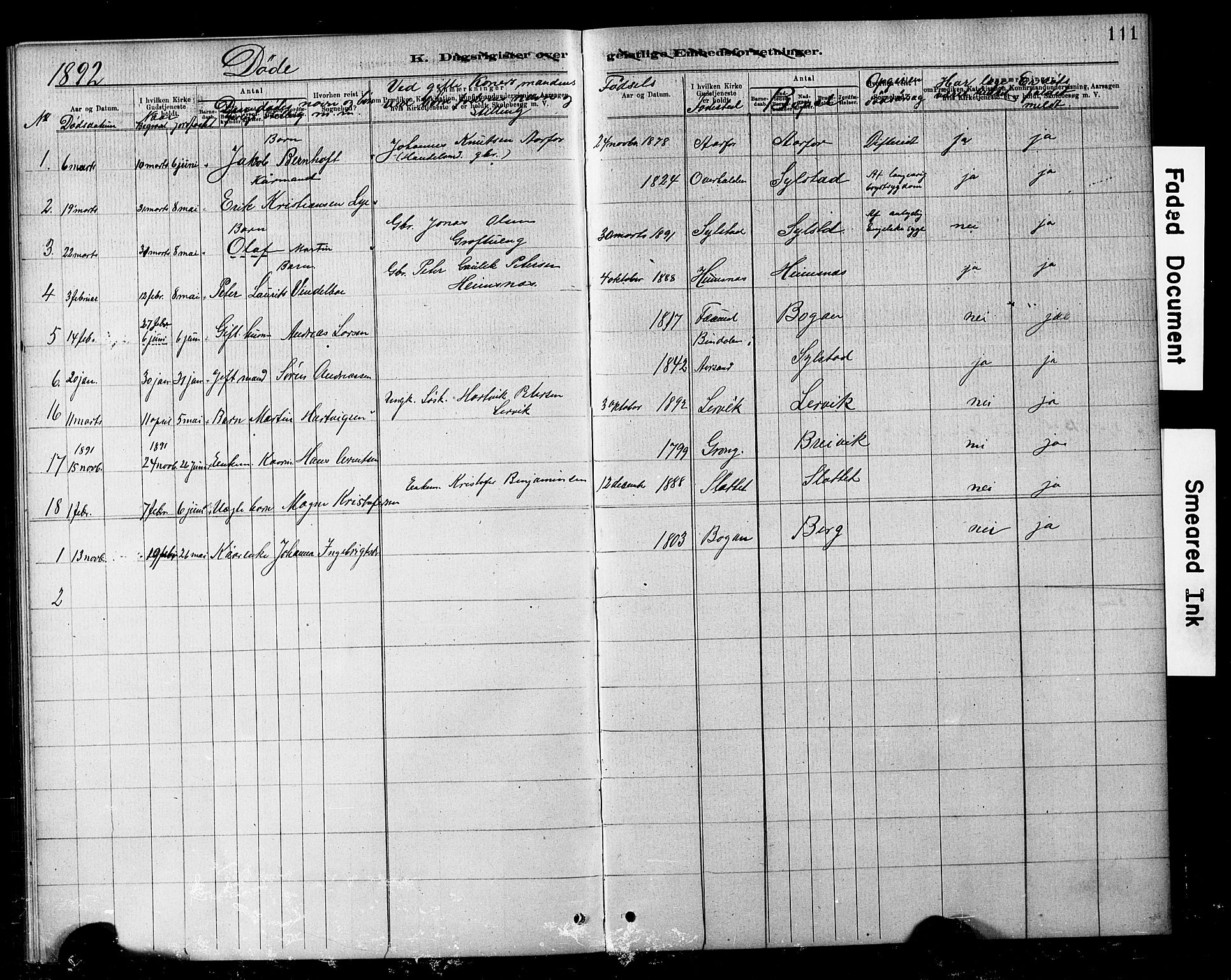 Ministerialprotokoller, klokkerbøker og fødselsregistre - Nord-Trøndelag, SAT/A-1458/783/L0661: Parish register (copy) no. 783C01, 1878-1893, p. 111