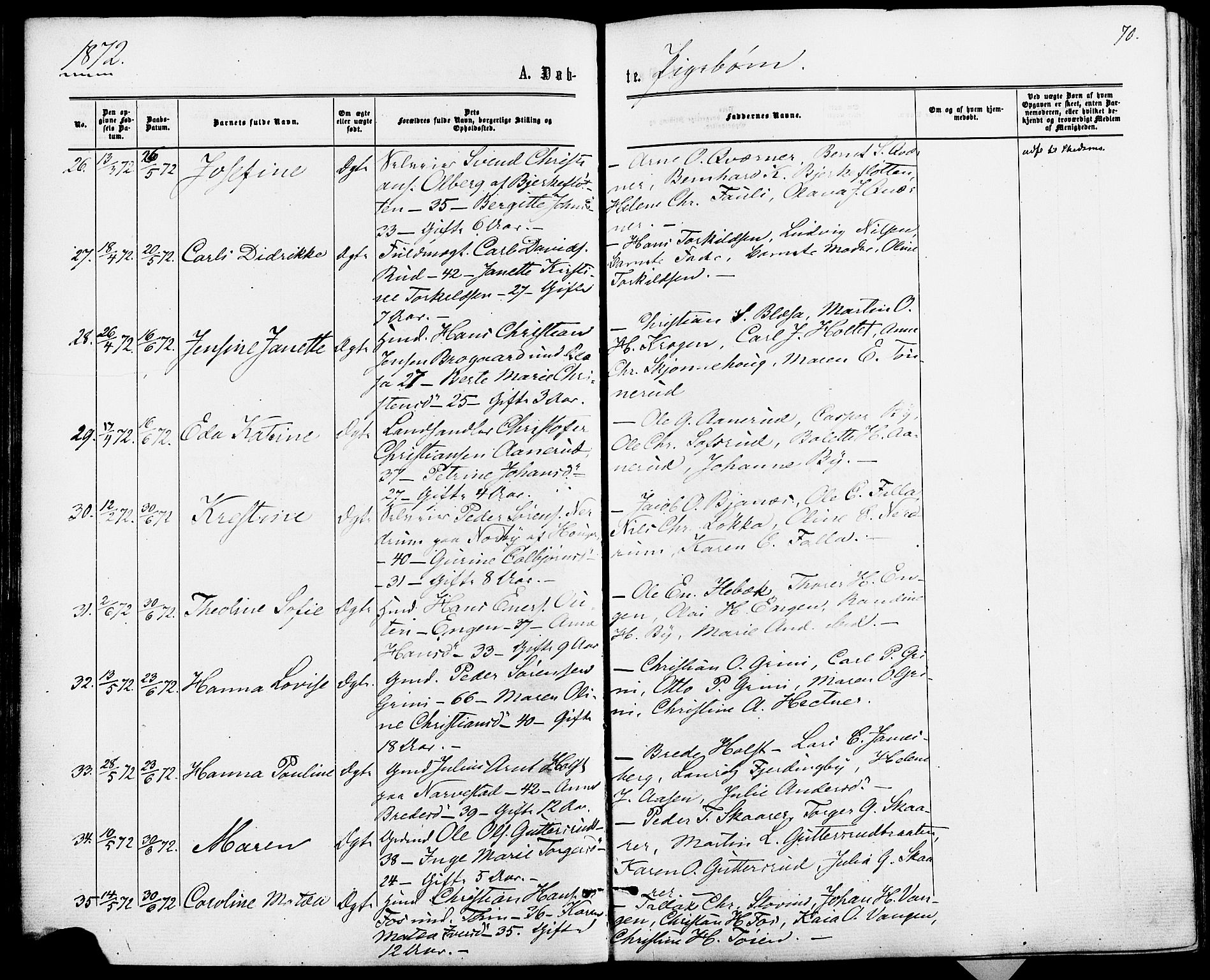 Fet prestekontor Kirkebøker, AV/SAO-A-10370a/F/Fa/L0013: Parish register (official) no. I 13, 1867-1877, p. 70