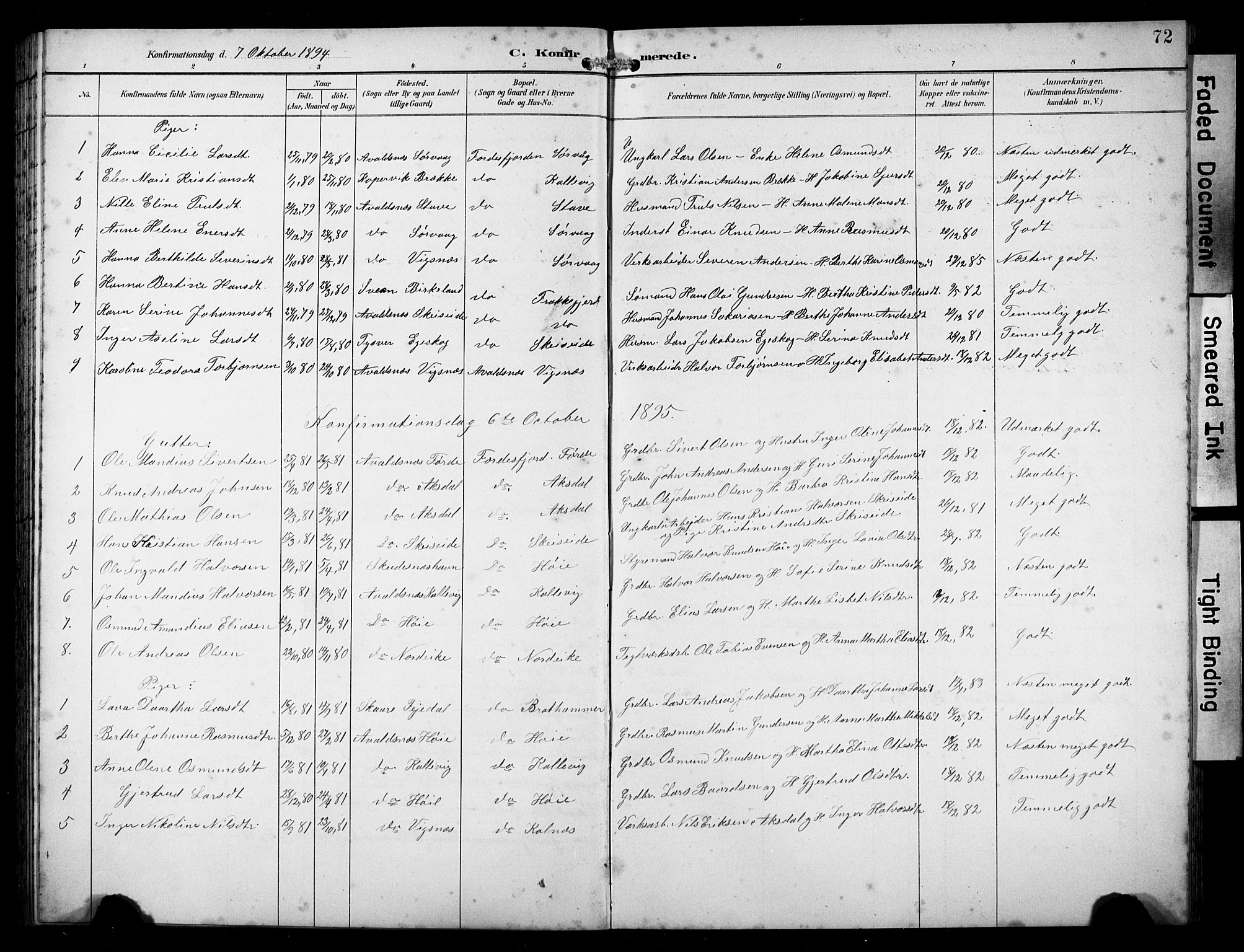 Avaldsnes sokneprestkontor, AV/SAST-A -101851/H/Ha/Hab/L0011: Parish register (copy) no. B 11, 1893-1929, p. 72