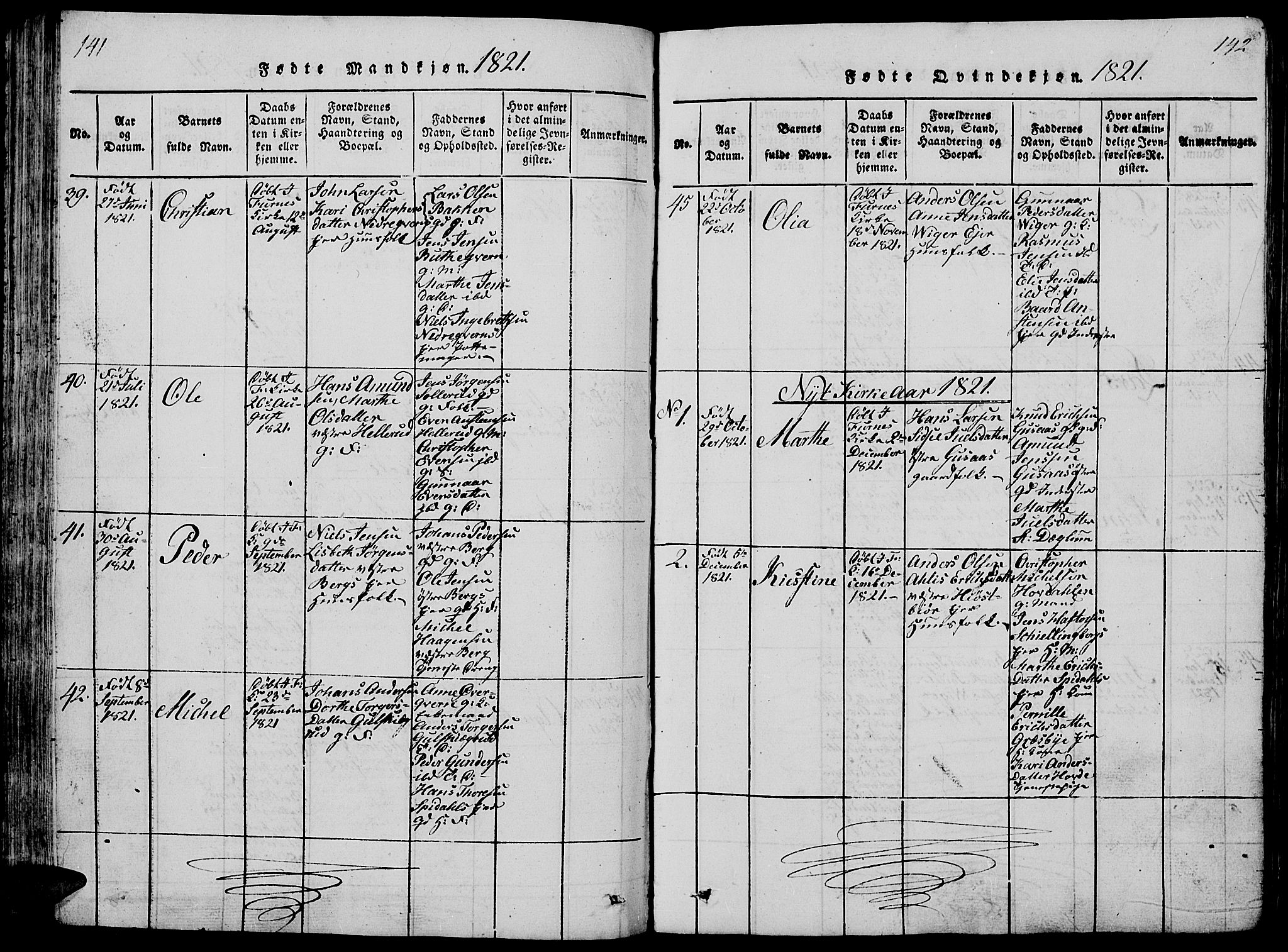 Vang prestekontor, Hedmark, SAH/PREST-008/H/Ha/Hab/L0005: Parish register (copy) no. 5, 1815-1836, p. 141-142