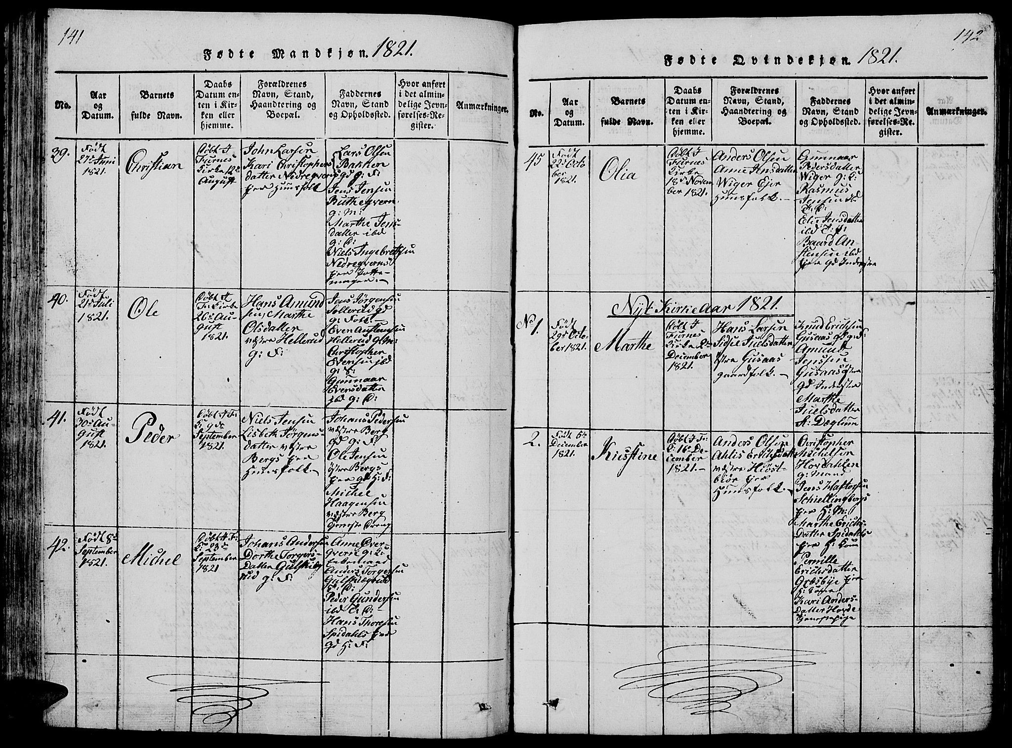 Vang prestekontor, Hedmark, AV/SAH-PREST-008/H/Ha/Hab/L0005: Parish register (copy) no. 5, 1815-1836, p. 141-142