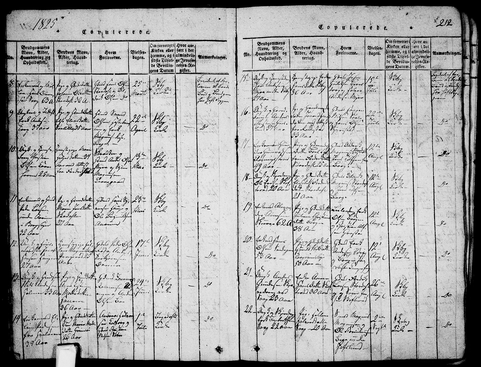 Skjeberg prestekontor Kirkebøker, AV/SAO-A-10923/G/Ga/L0001: Parish register (copy) no. I 1, 1815-1830, p. 212