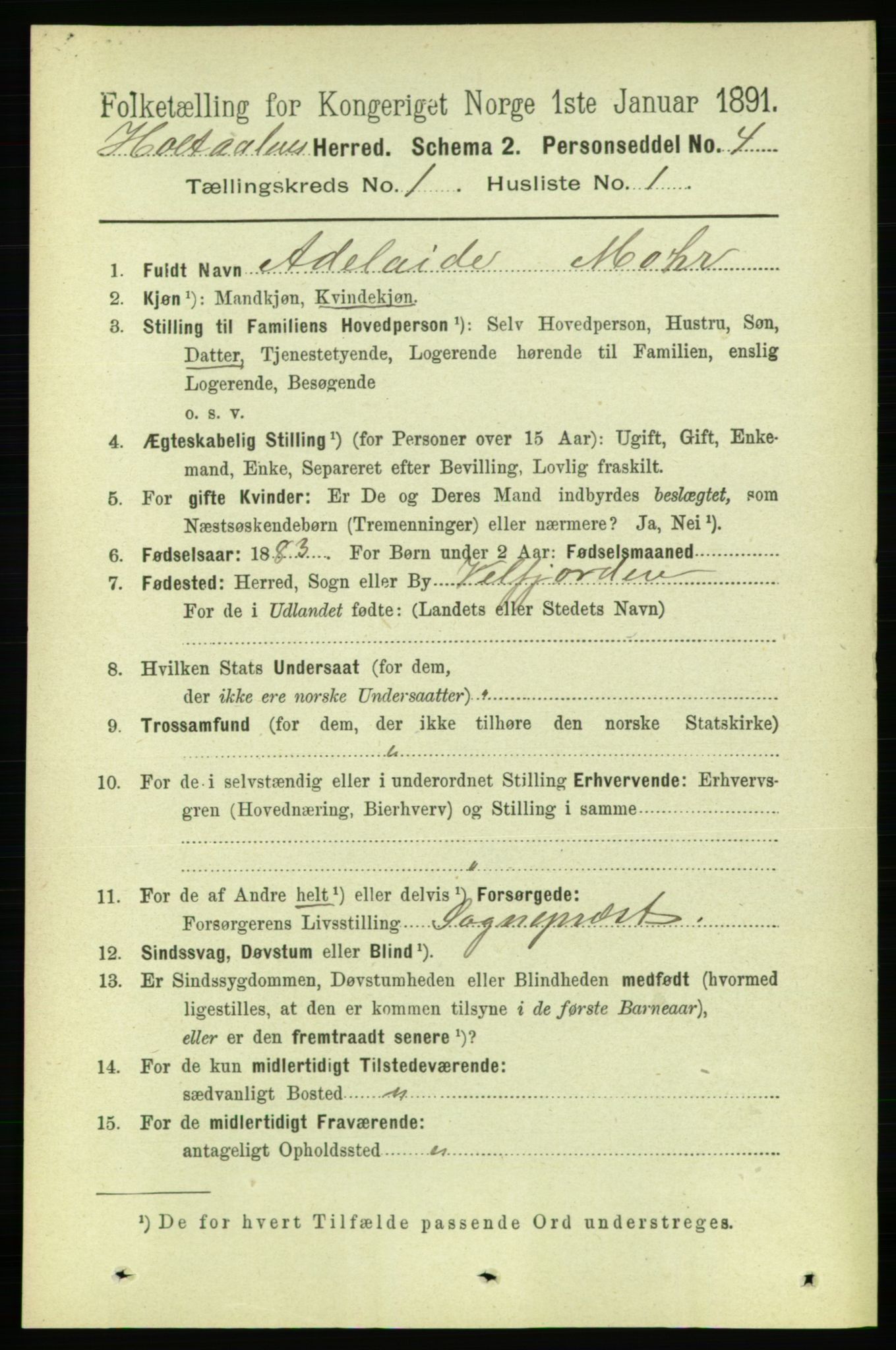 RA, 1891 census for 1645 Haltdalen, 1891, p. 95