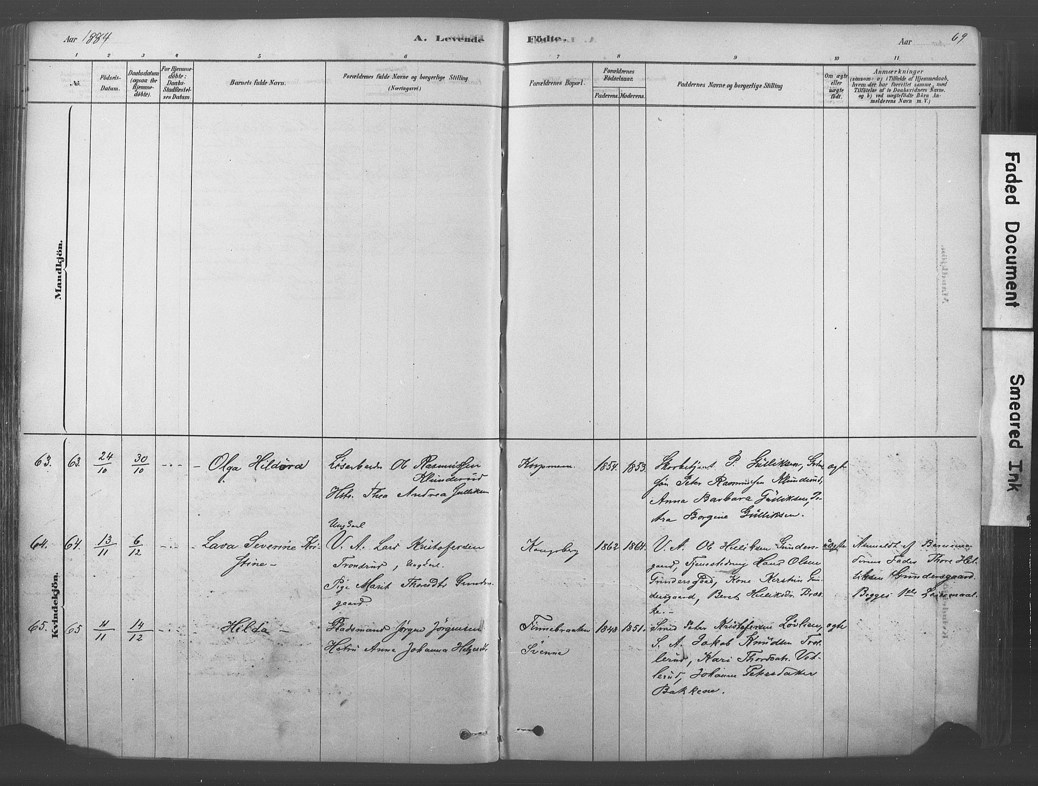 Kongsberg kirkebøker, SAKO/A-22/F/Fb/L0001: Parish register (official) no. II 1, 1878-1886, p. 69