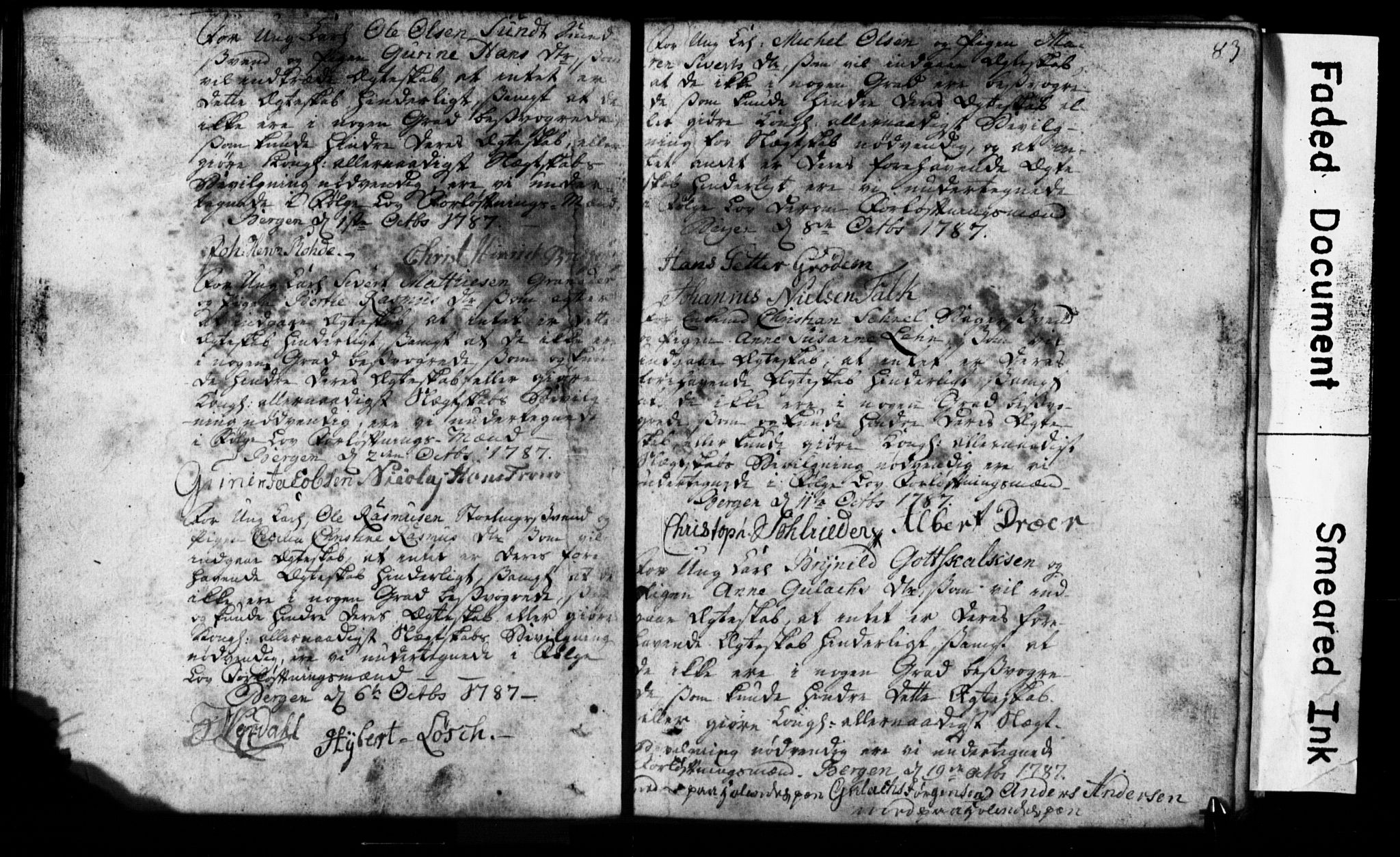 Korskirken sokneprestembete, SAB/A-76101: Best man's statements no. II.5.1, 1776-1816, p. 83