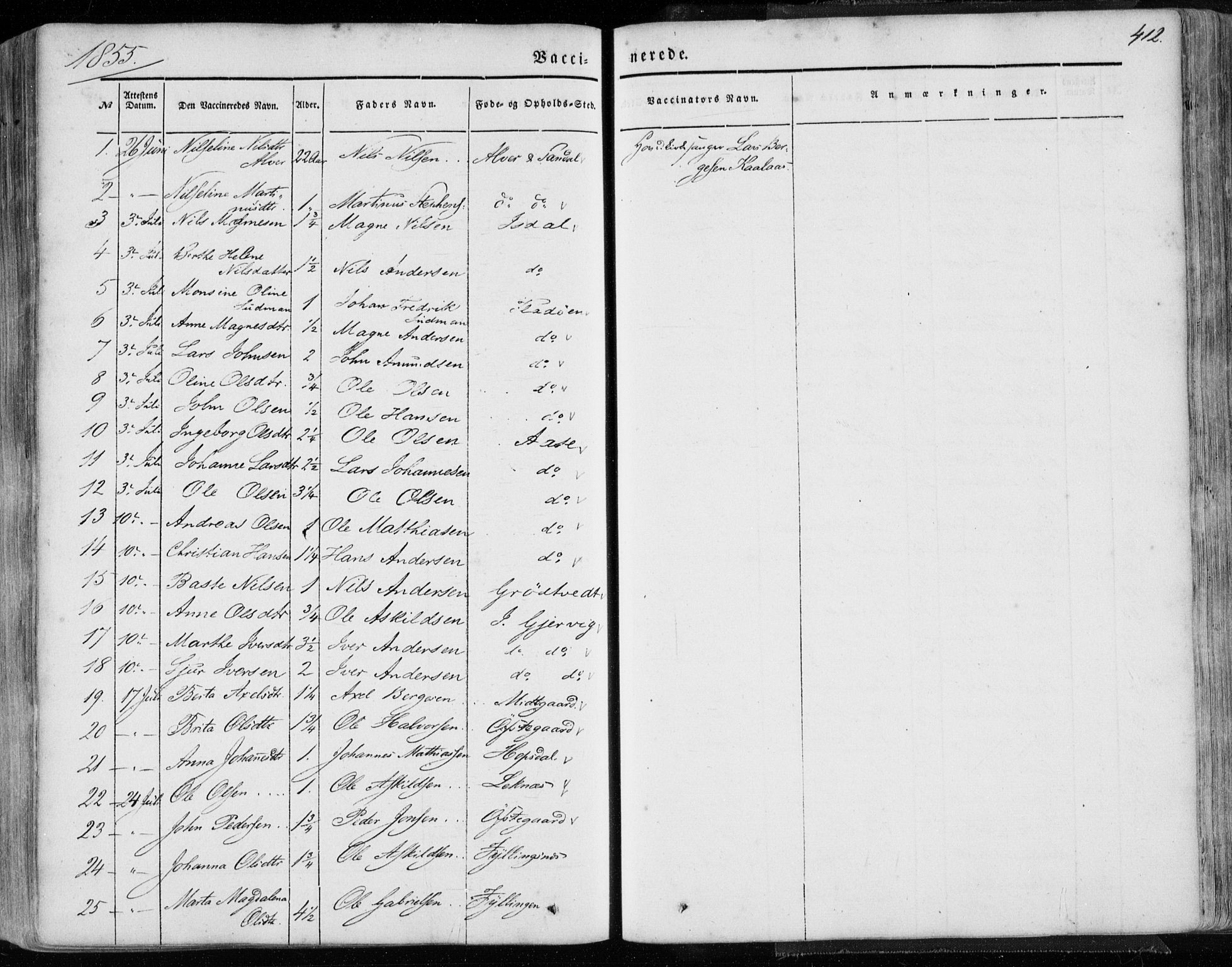 Hamre sokneprestembete, SAB/A-75501/H/Ha/Haa/Haaa/L0013: Parish register (official) no. A 13, 1846-1857, p. 412