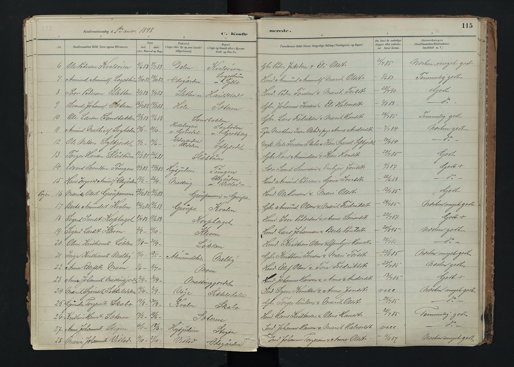 Nord-Fron prestekontor, SAH/PREST-080/H/Ha/Haa/L0005: Parish register (official) no. 5, 1884-1914, p. 115