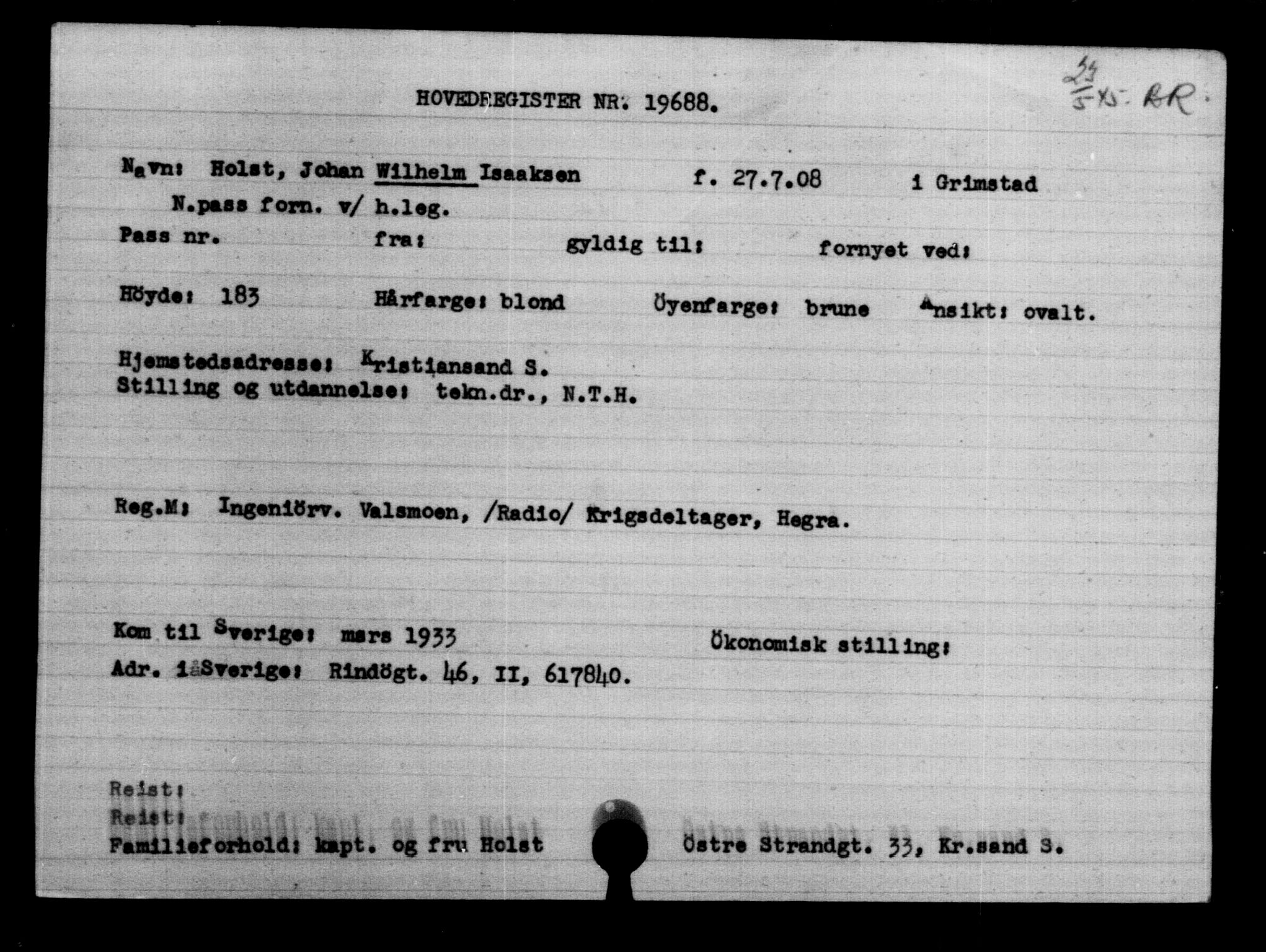 Den Kgl. Norske Legasjons Flyktningskontor, RA/S-6753/V/Va/L0009: Kjesäterkartoteket.  Flyktningenr. 18502-22048, 1940-1945, p. 1343