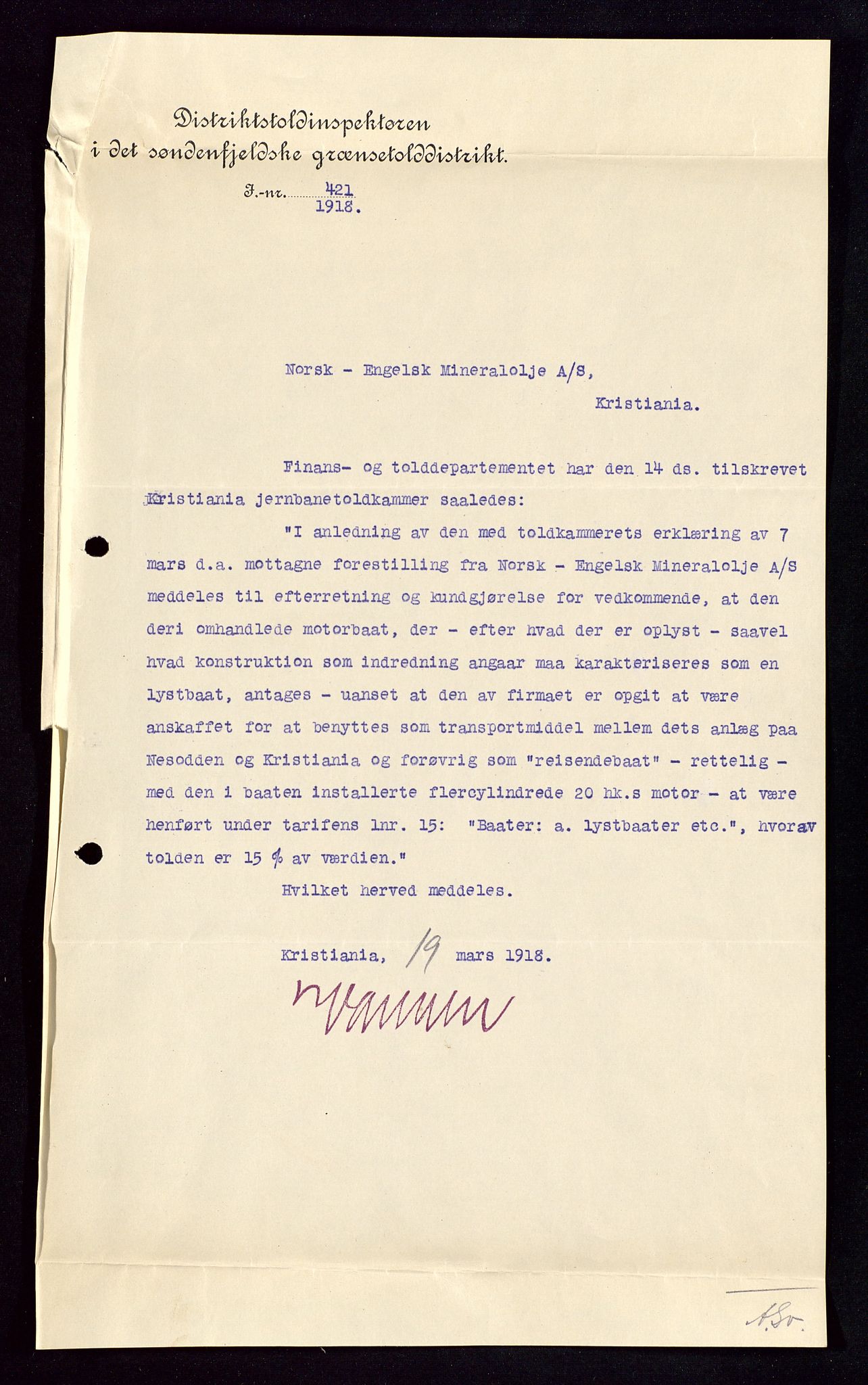 Pa 1521 - A/S Norske Shell, SAST/A-101915/E/Ea/Eaa/L0002: Sjefskorrespondanse, 1917-1918, p. 577