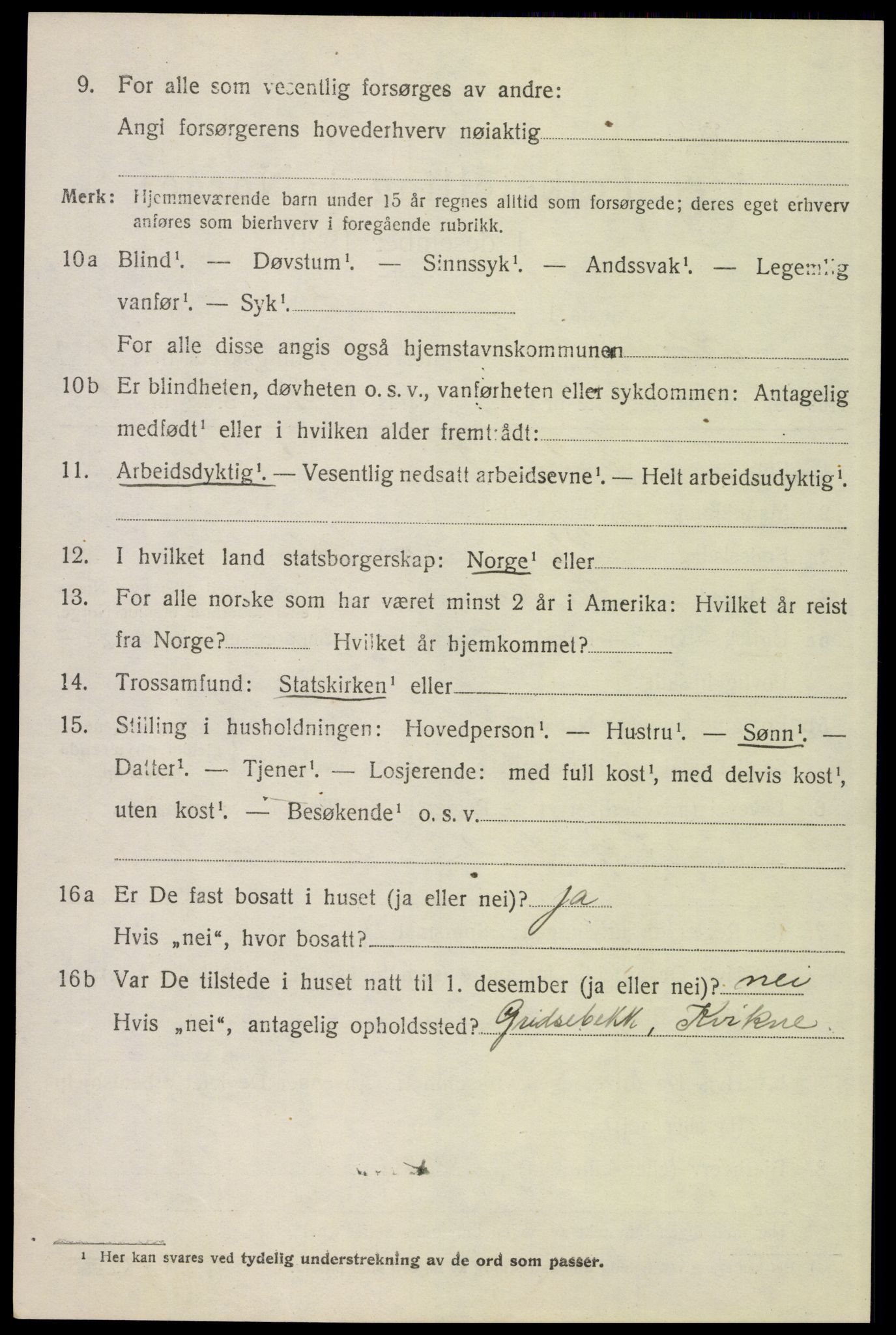 SAH, 1920 census for Kvikne, 1920, p. 1273