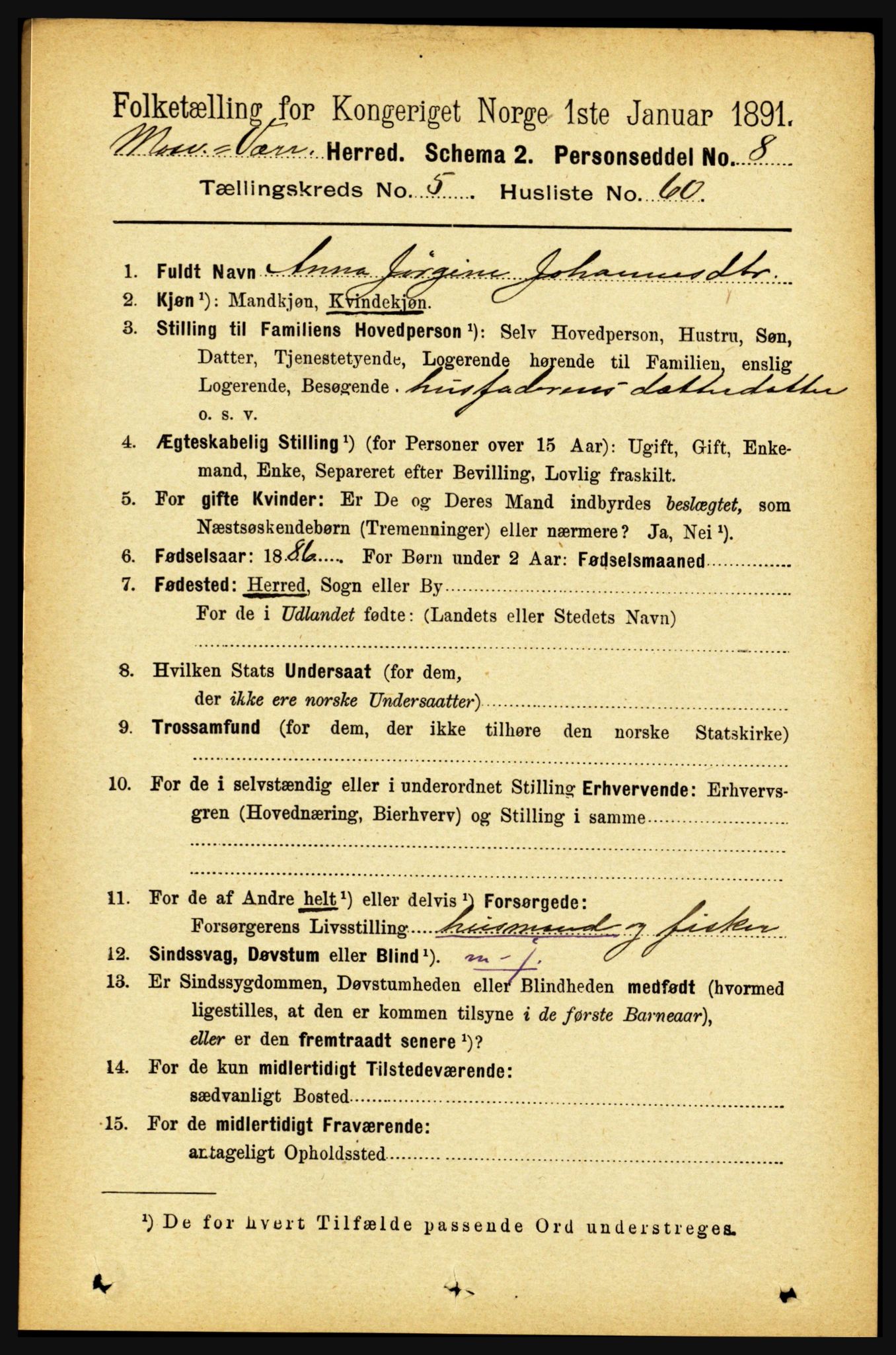 RA, 1891 census for 1723 Mosvik og Verran, 1891, p. 2384