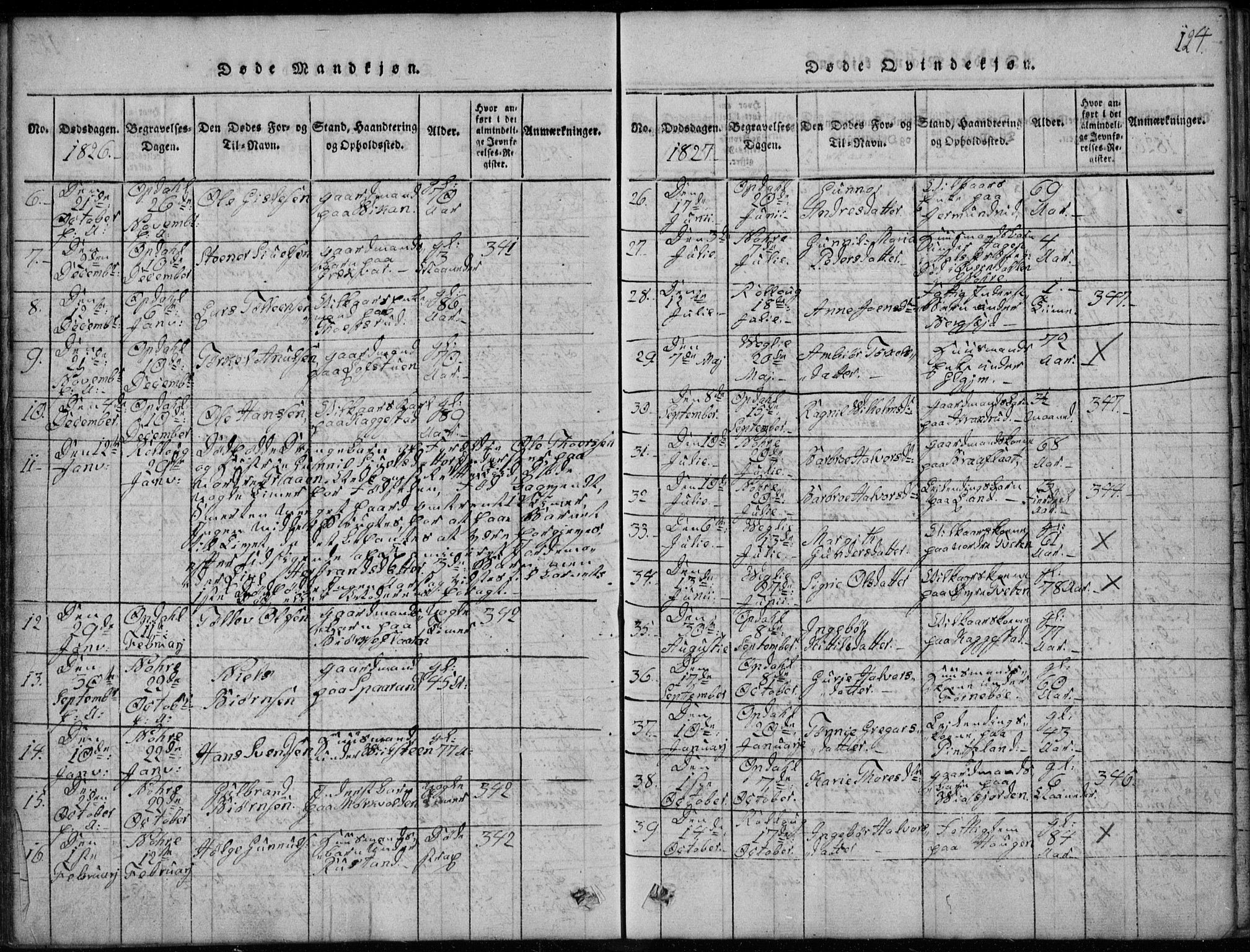 Rollag kirkebøker, AV/SAKO-A-240/G/Ga/L0001: Parish register (copy) no. I 1, 1814-1831, p. 124