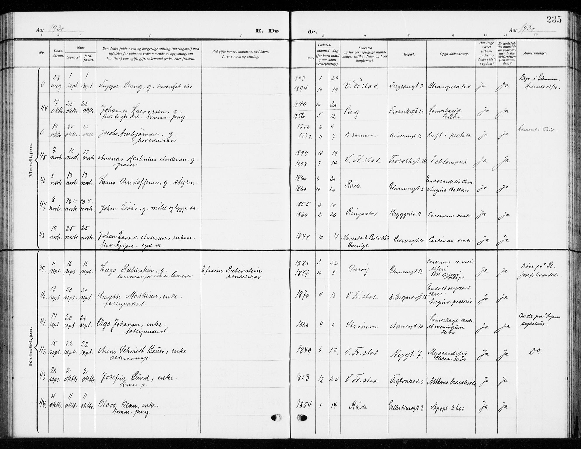 Fredrikstad domkirkes prestekontor Kirkebøker, AV/SAO-A-10906/G/Ga/L0004: Parish register (copy) no. 4, 1910-1944, p. 235