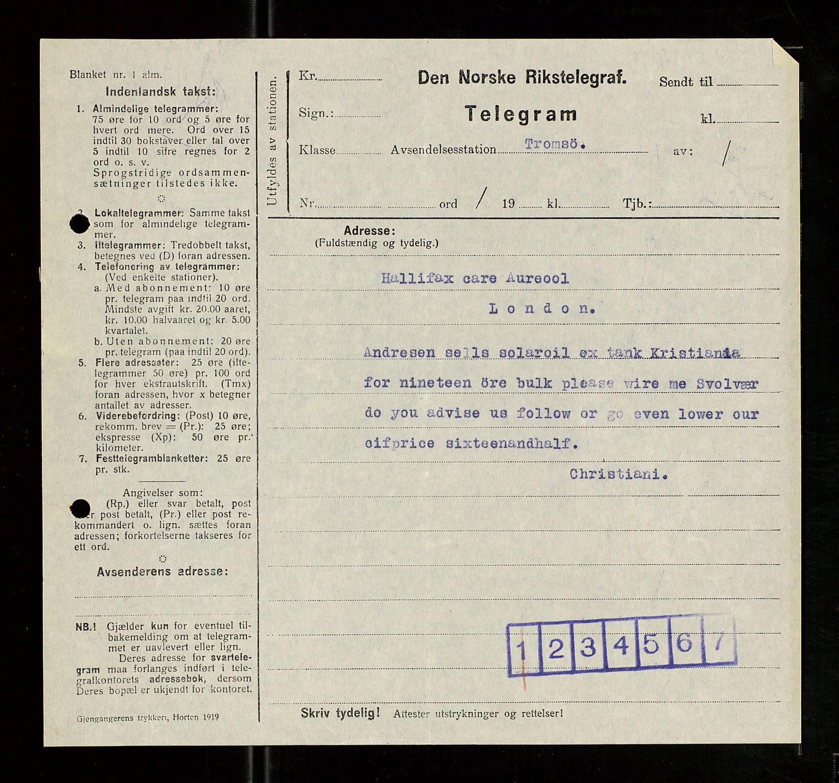 Pa 1521 - A/S Norske Shell, AV/SAST-A-101915/E/Ea/Eaa/L0007: Sjefskorrespondanse, 1919, p. 492