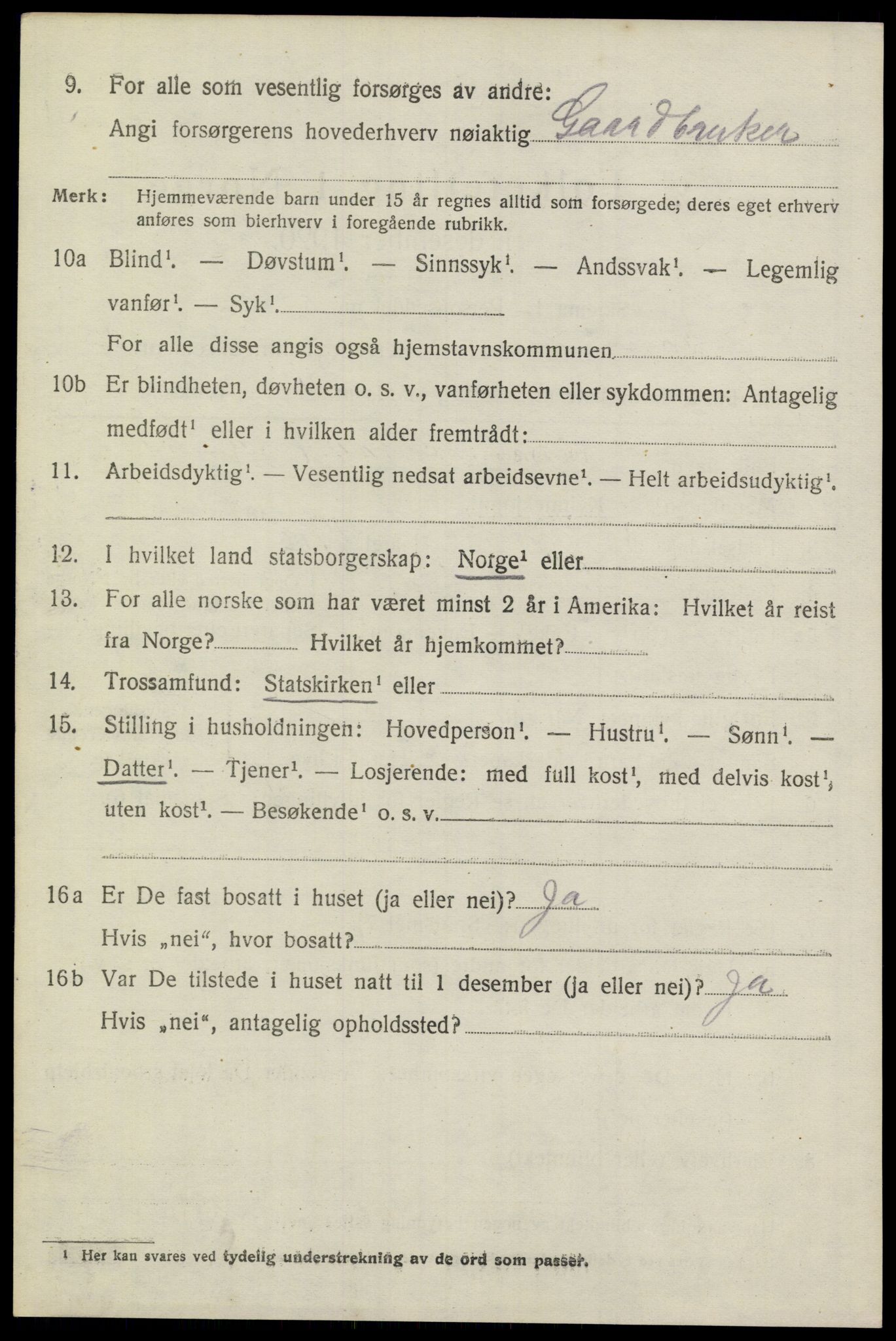 SAKO, 1920 census for Sannidal, 1920, p. 4936