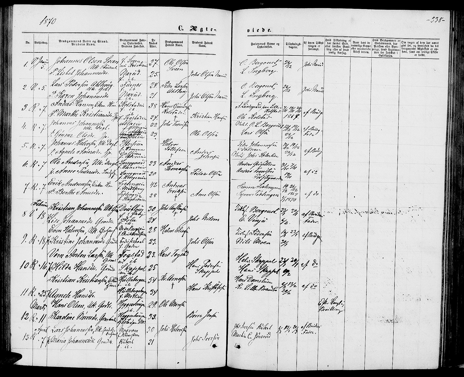 Ringsaker prestekontor, SAH/PREST-014/L/La/L0008: Parish register (copy) no. 8, 1870-1878, p. 338