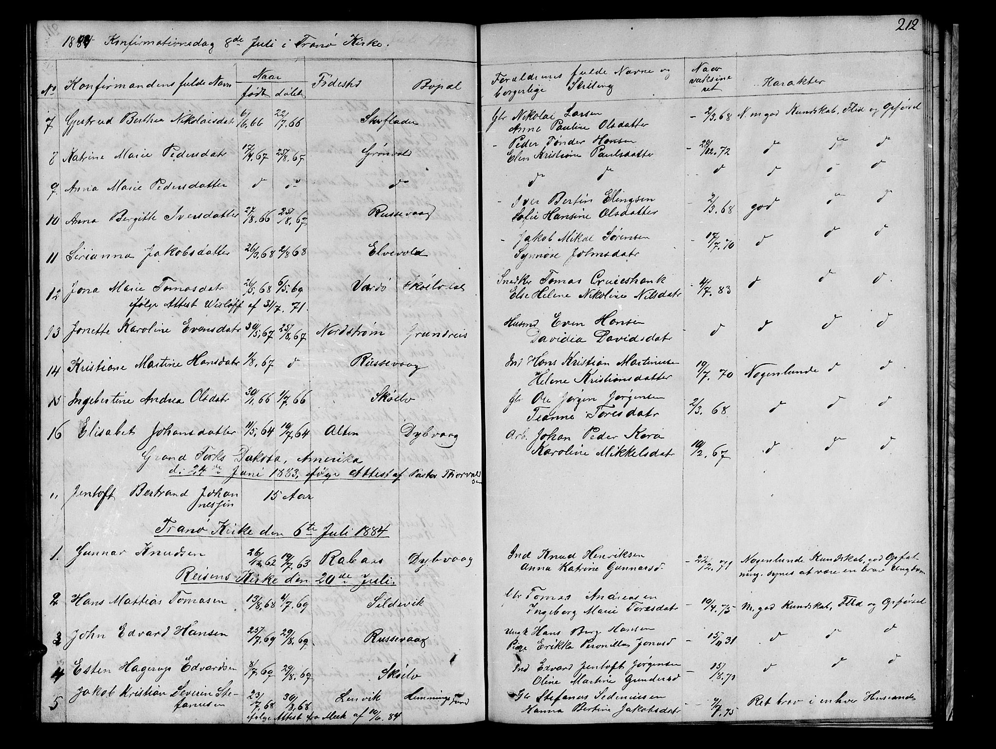 Tranøy sokneprestkontor, SATØ/S-1313/I/Ia/Iab/L0021klokker: Parish register (copy) no. 21, 1861-1886, p. 212