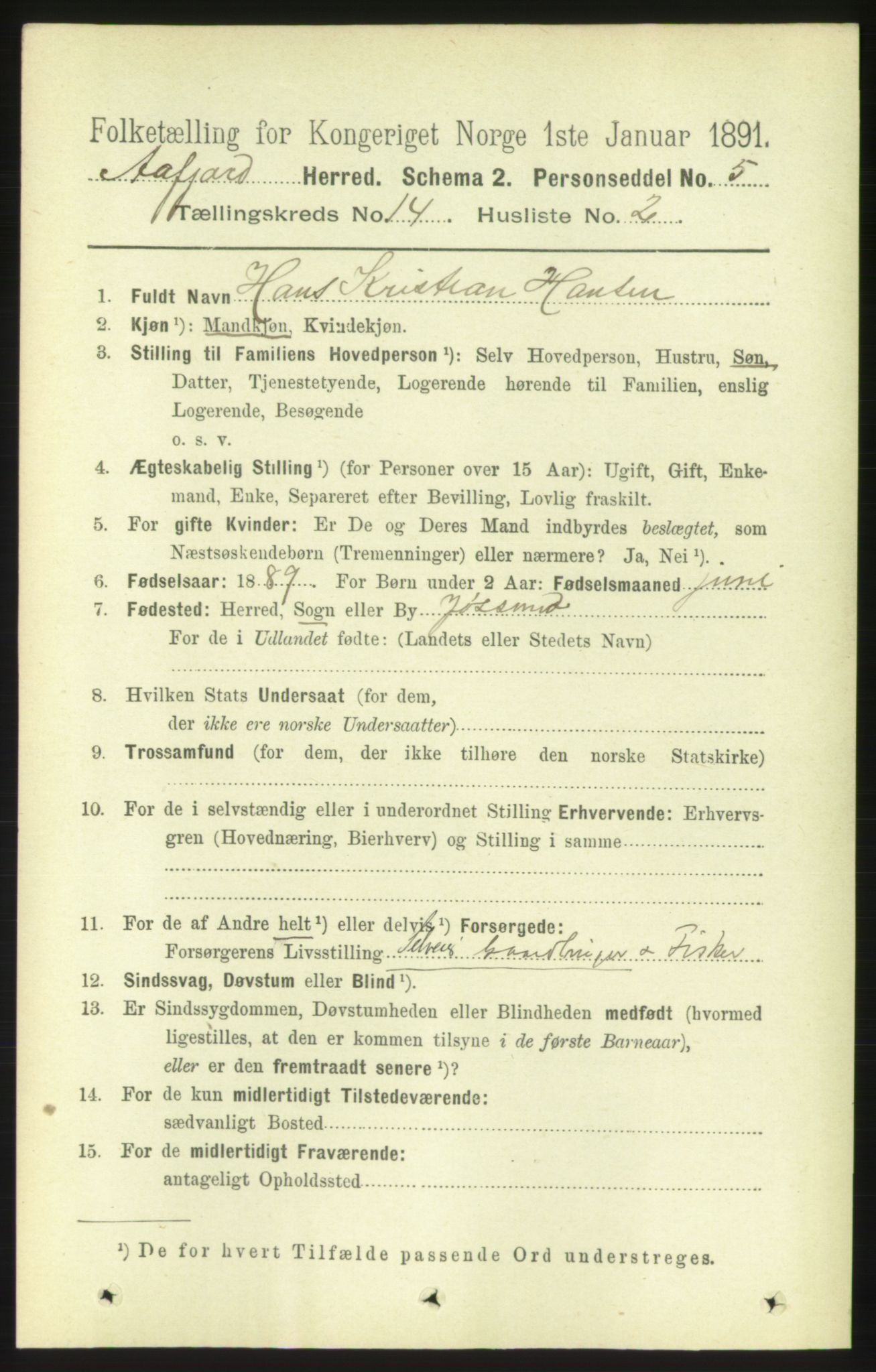 RA, 1891 census for 1630 Åfjord, 1891, p. 4625