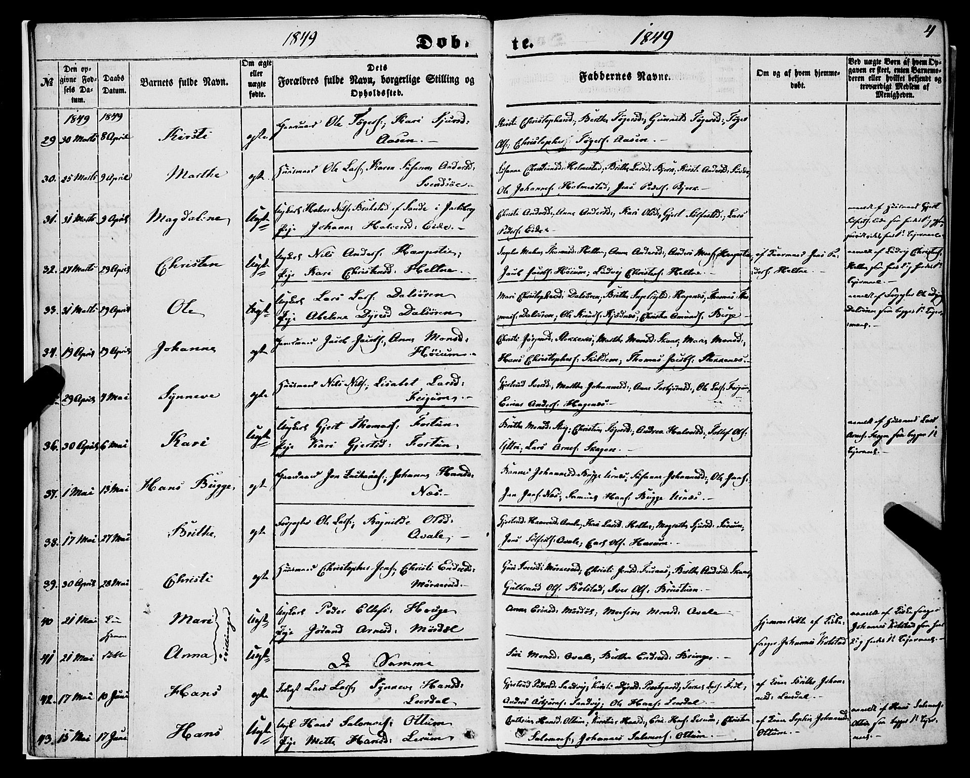 Luster sokneprestembete, SAB/A-81101/H/Haa/Haaa/L0007: Parish register (official) no. A 7, 1849-1859, p. 4