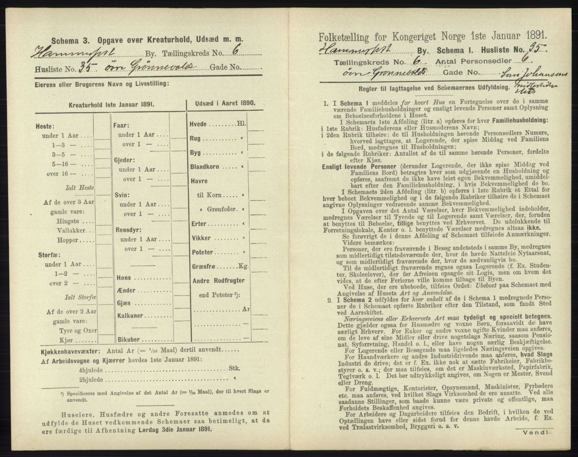 RA, 1891 census for 2001 Hammerfest, 1891, p. 1700